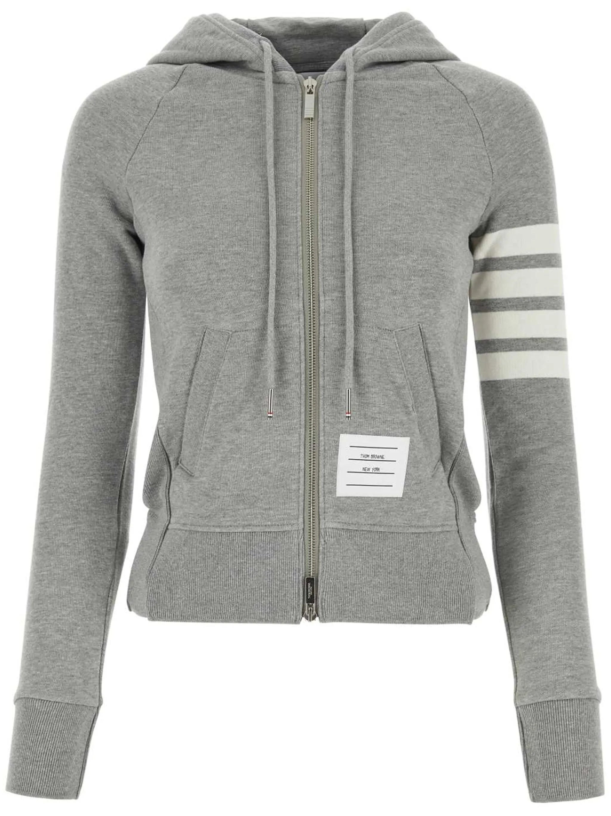 4-Bar striped cotton hoodie
