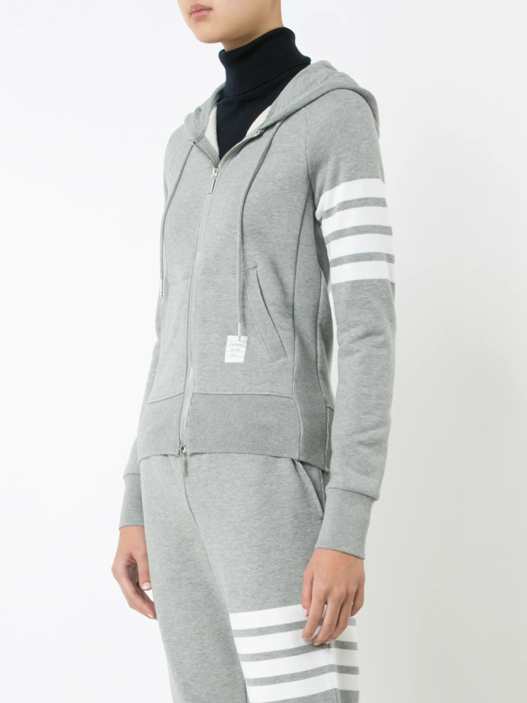 4-Bar striped cotton hoodie