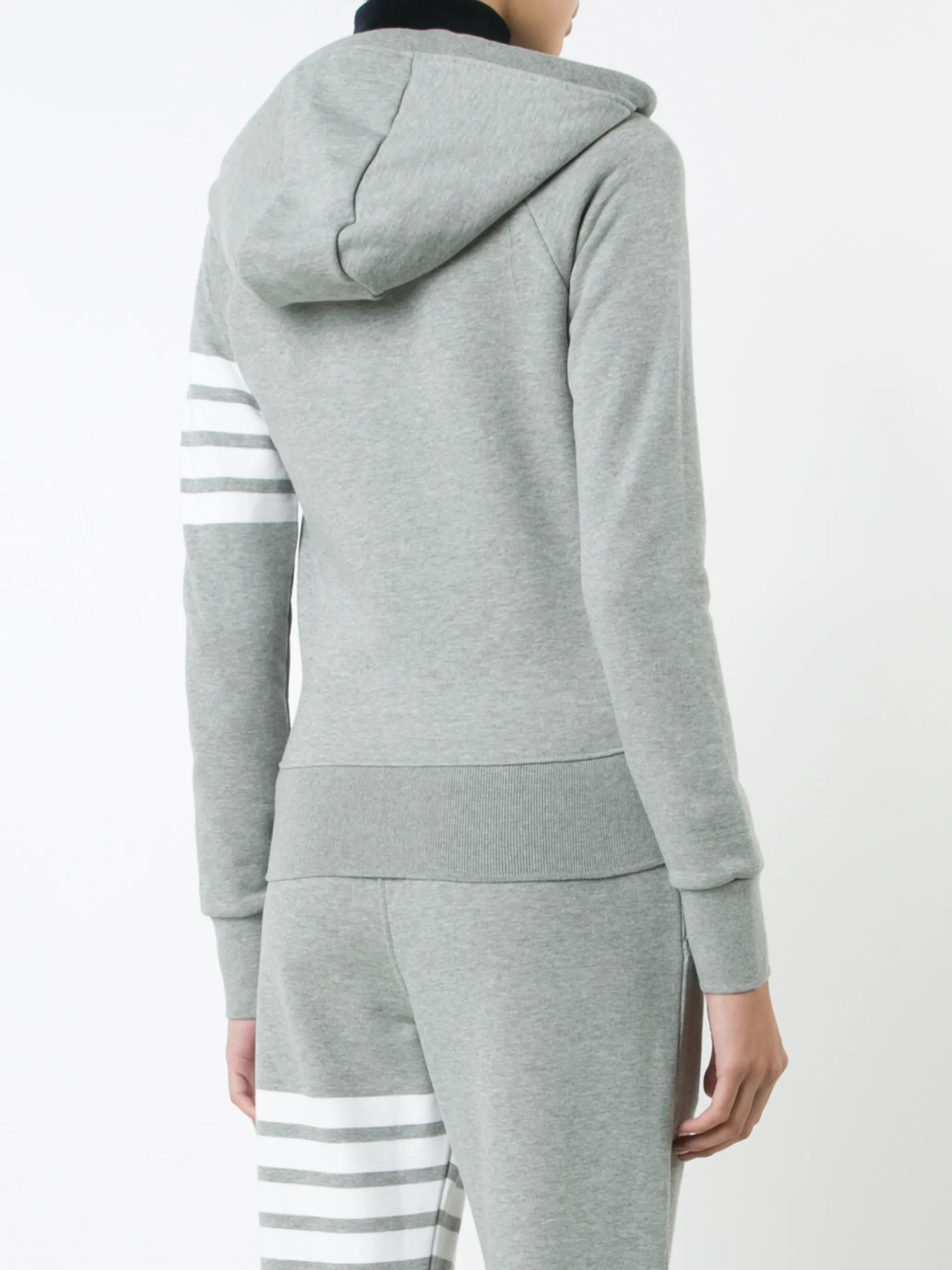 4-Bar striped cotton hoodie