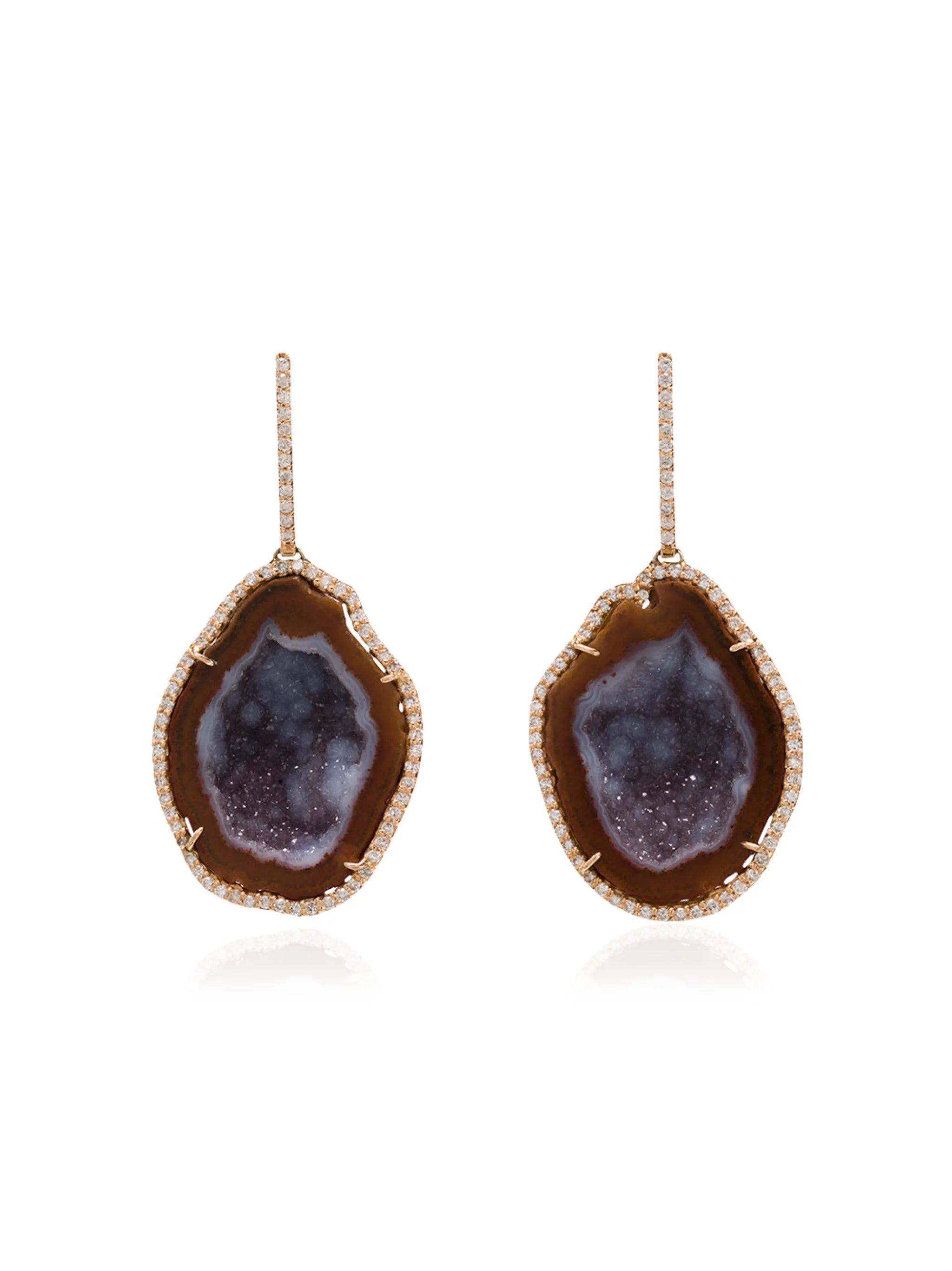 18kt rose gold diamond stone earrings