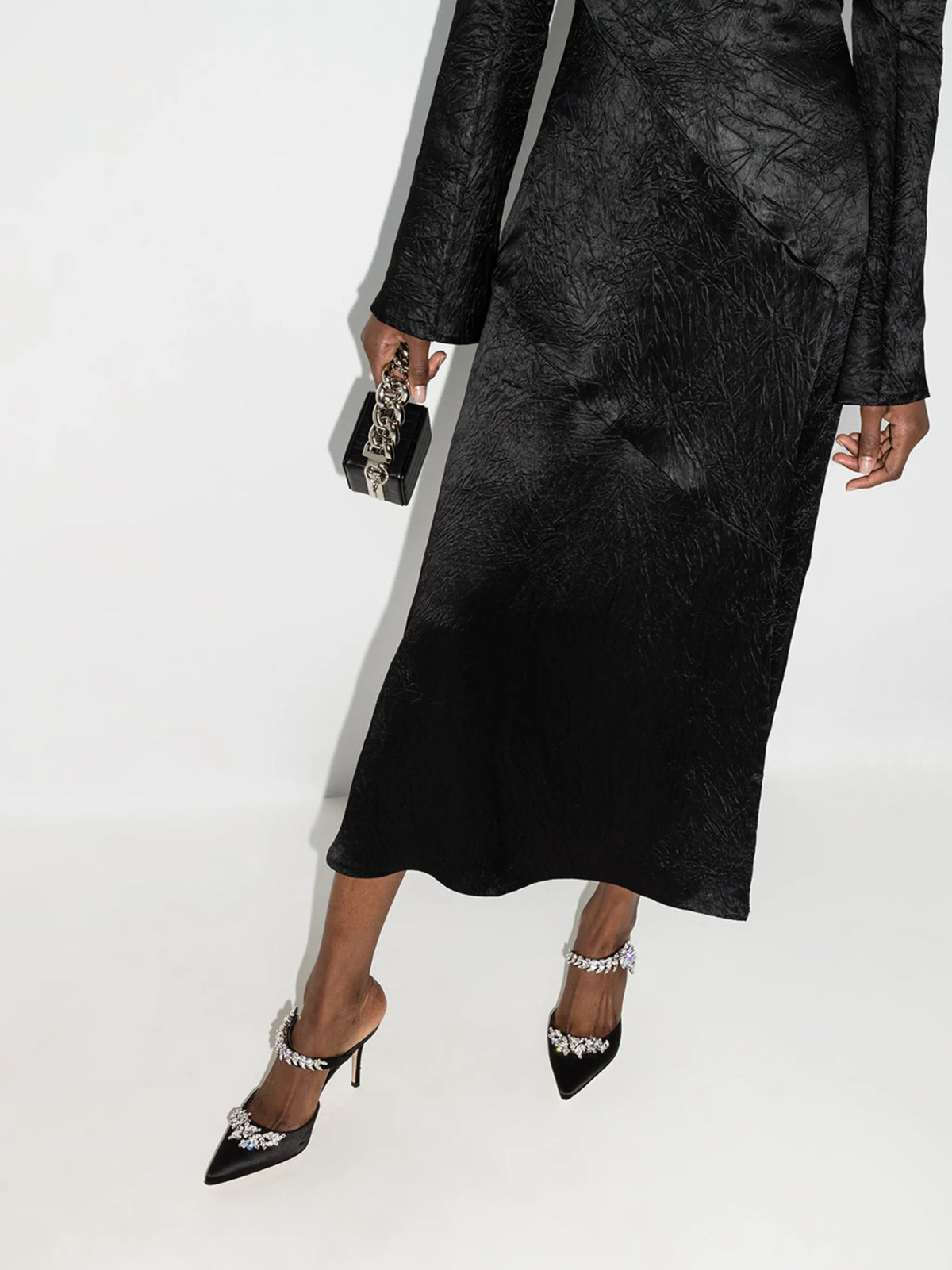 Lurum 90mm crystal- embellished satin mules
