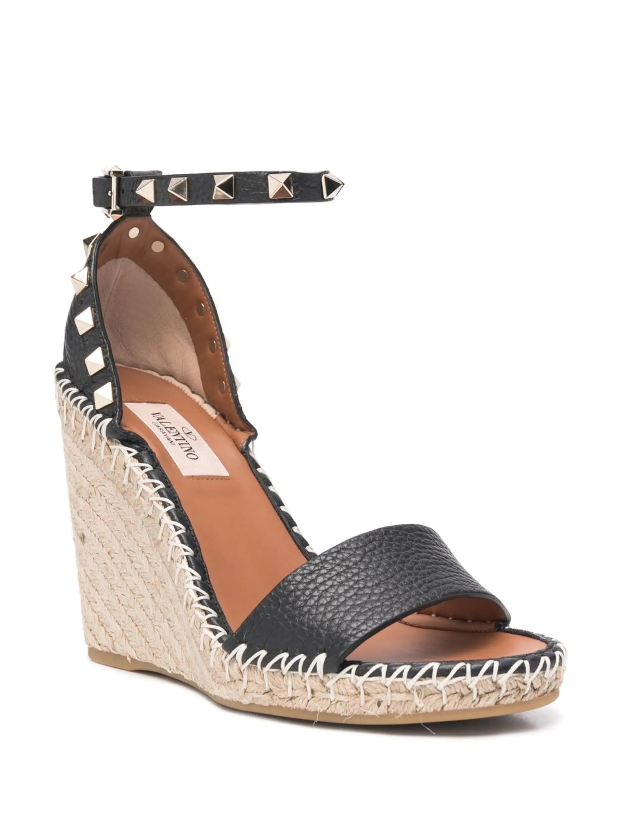 Double Rockstud 95mm wedge espadrilles