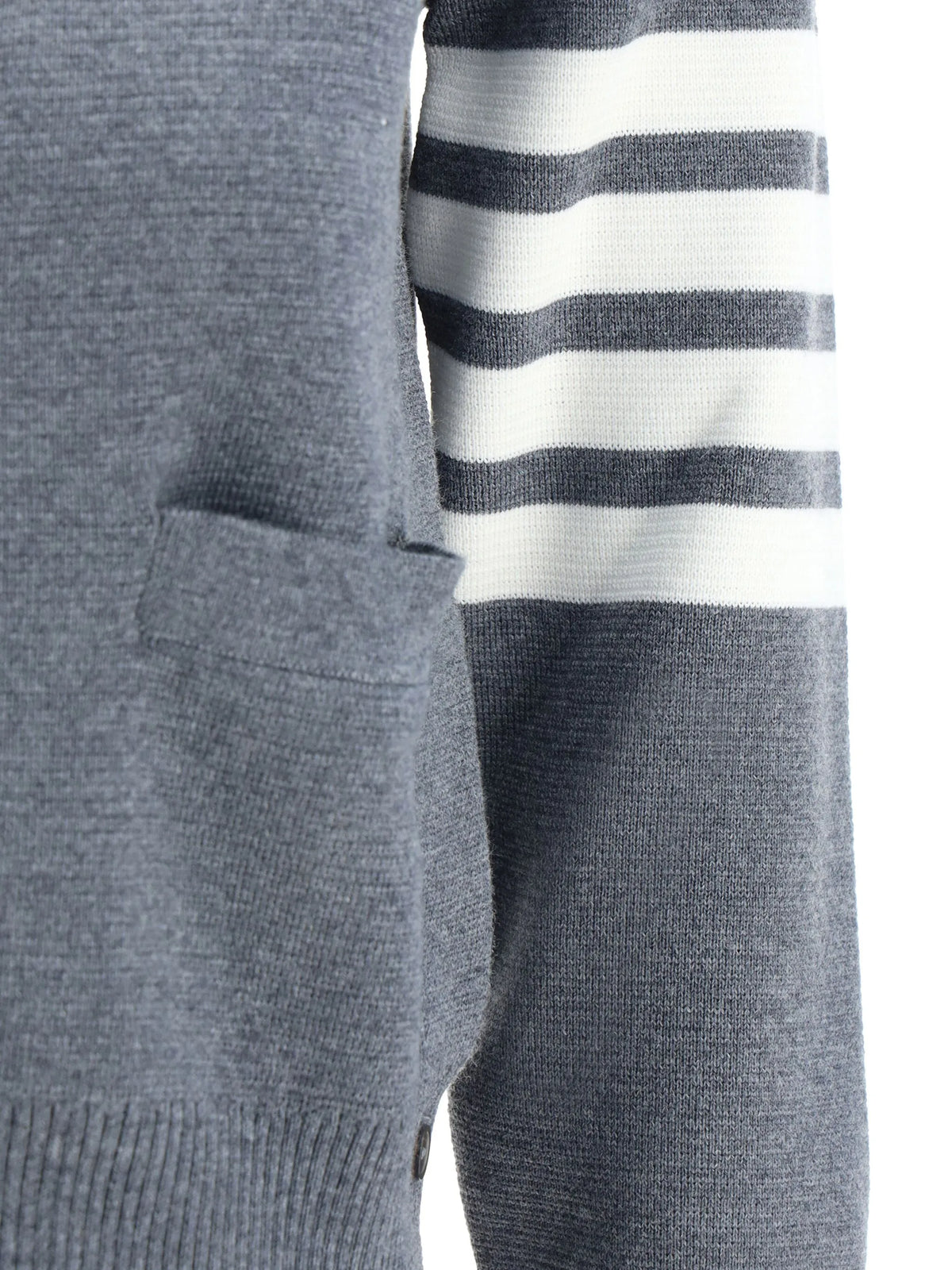 wool 4-bar V-neck cardigan