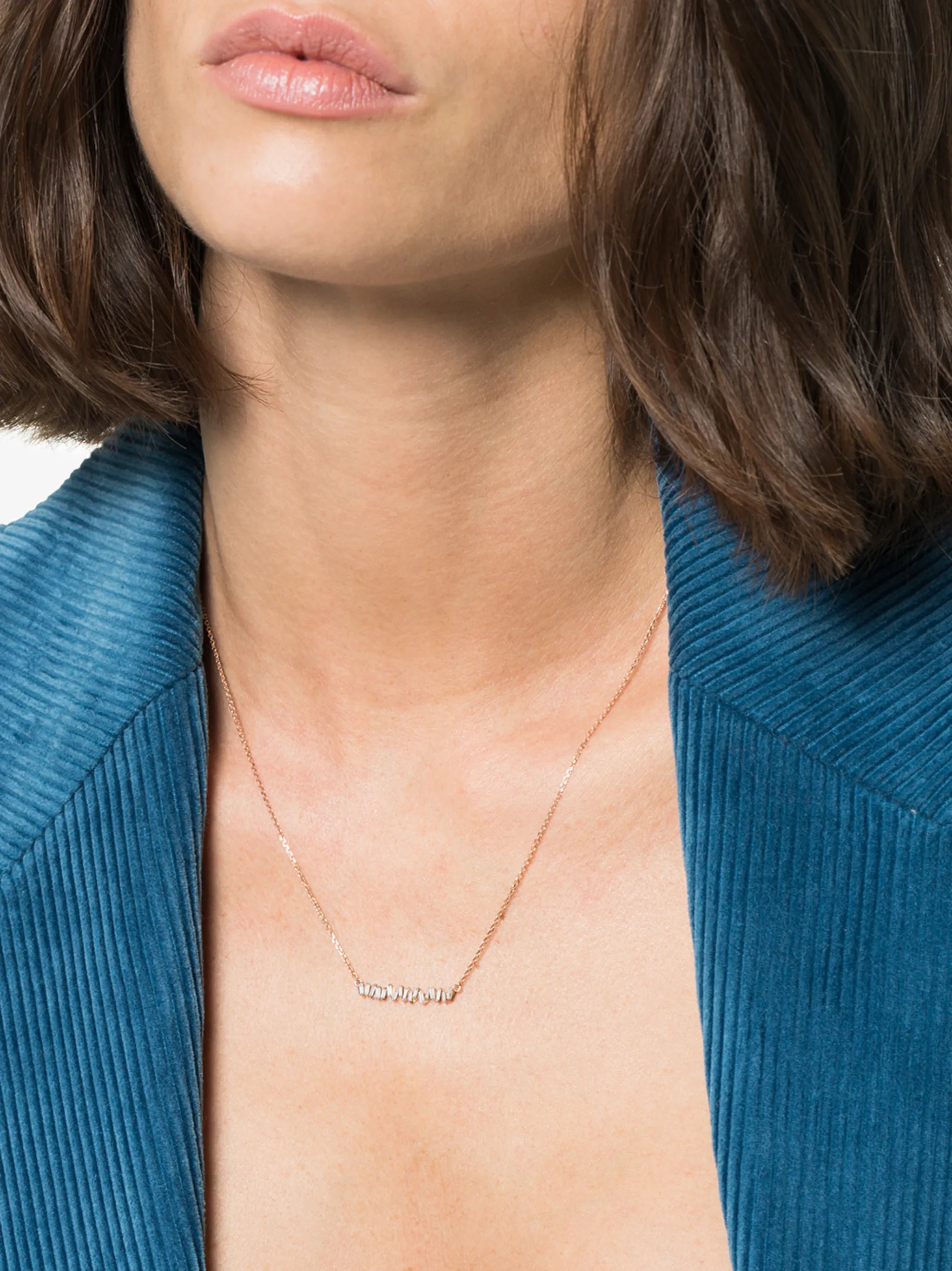 18kt rose gold Classic diamond bar necklace