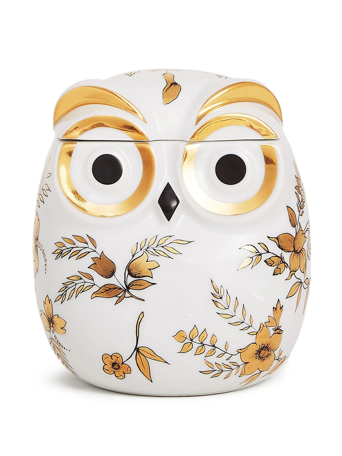 floral owl-motif jar