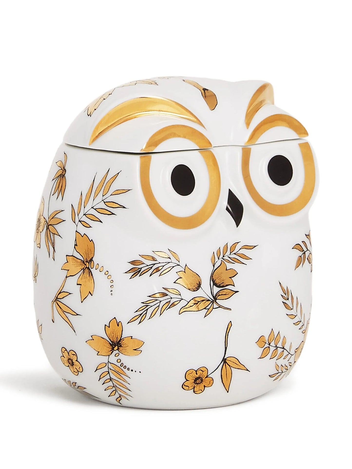 floral owl-motif jar