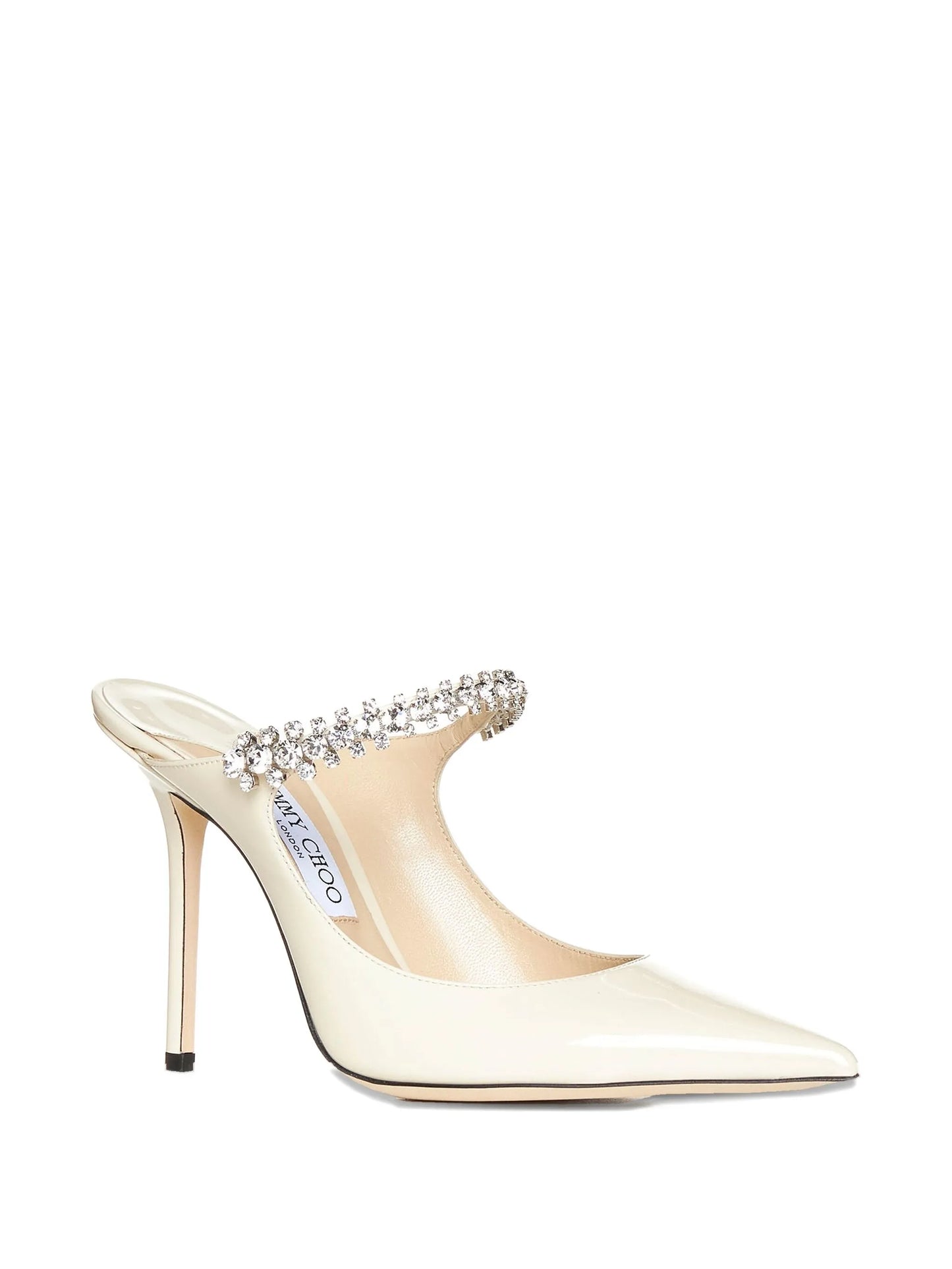 100mm Bing crystal-anklet leather mules