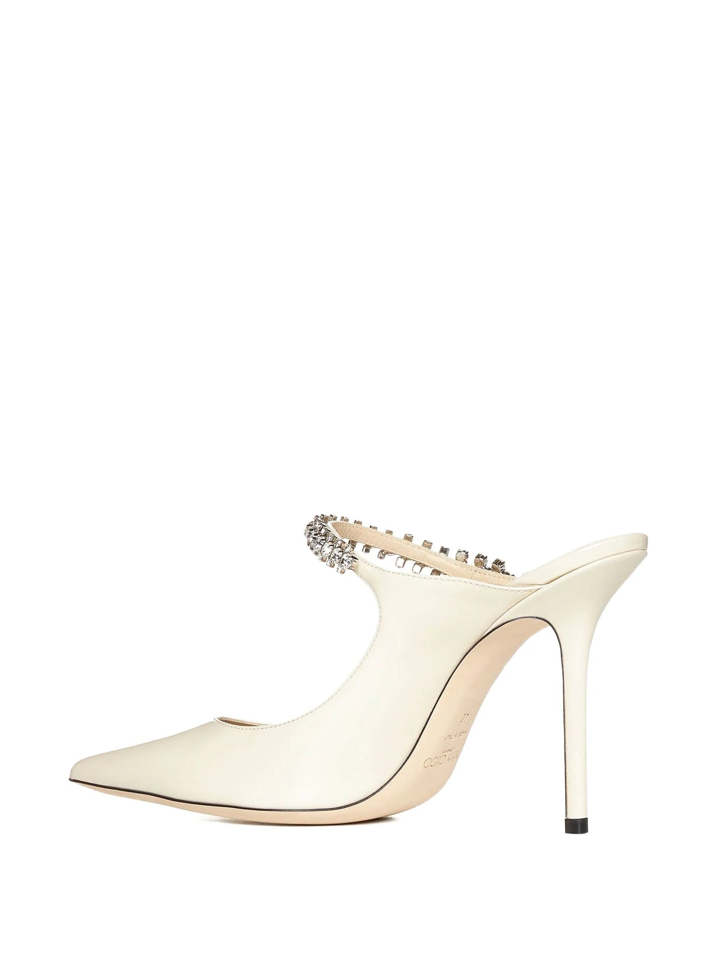 100mm Bing crystal-anklet leather mules