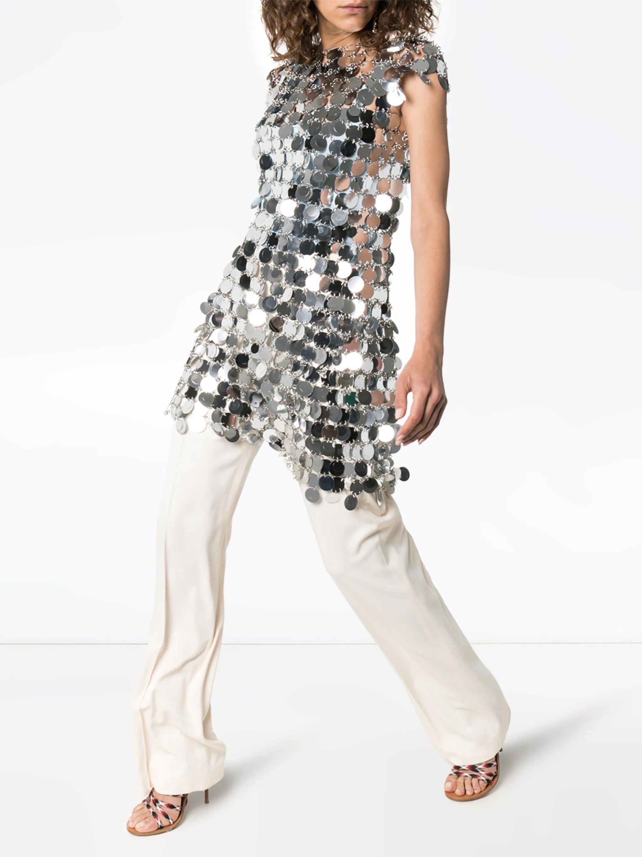 sequin chain-disc mini dress