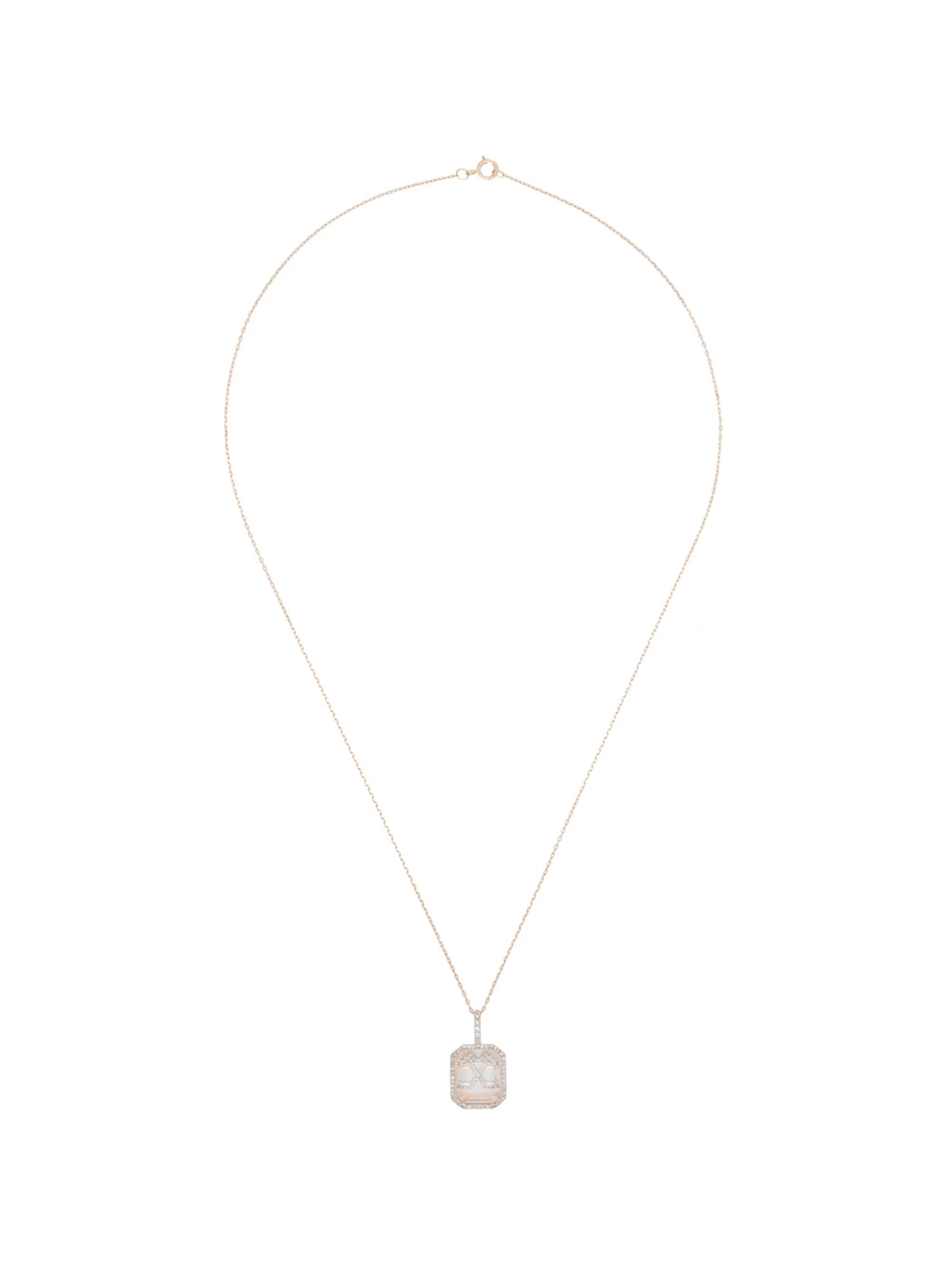 crystal frame initial necklace