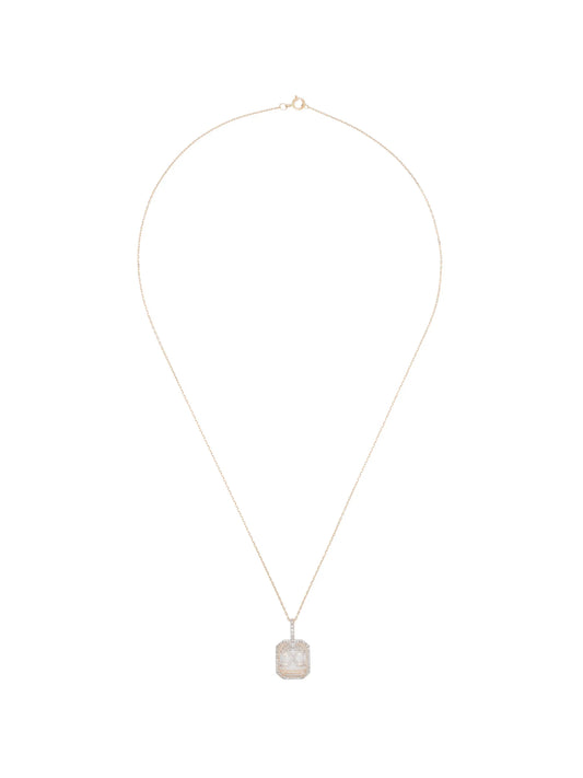 crystal frame initial necklace