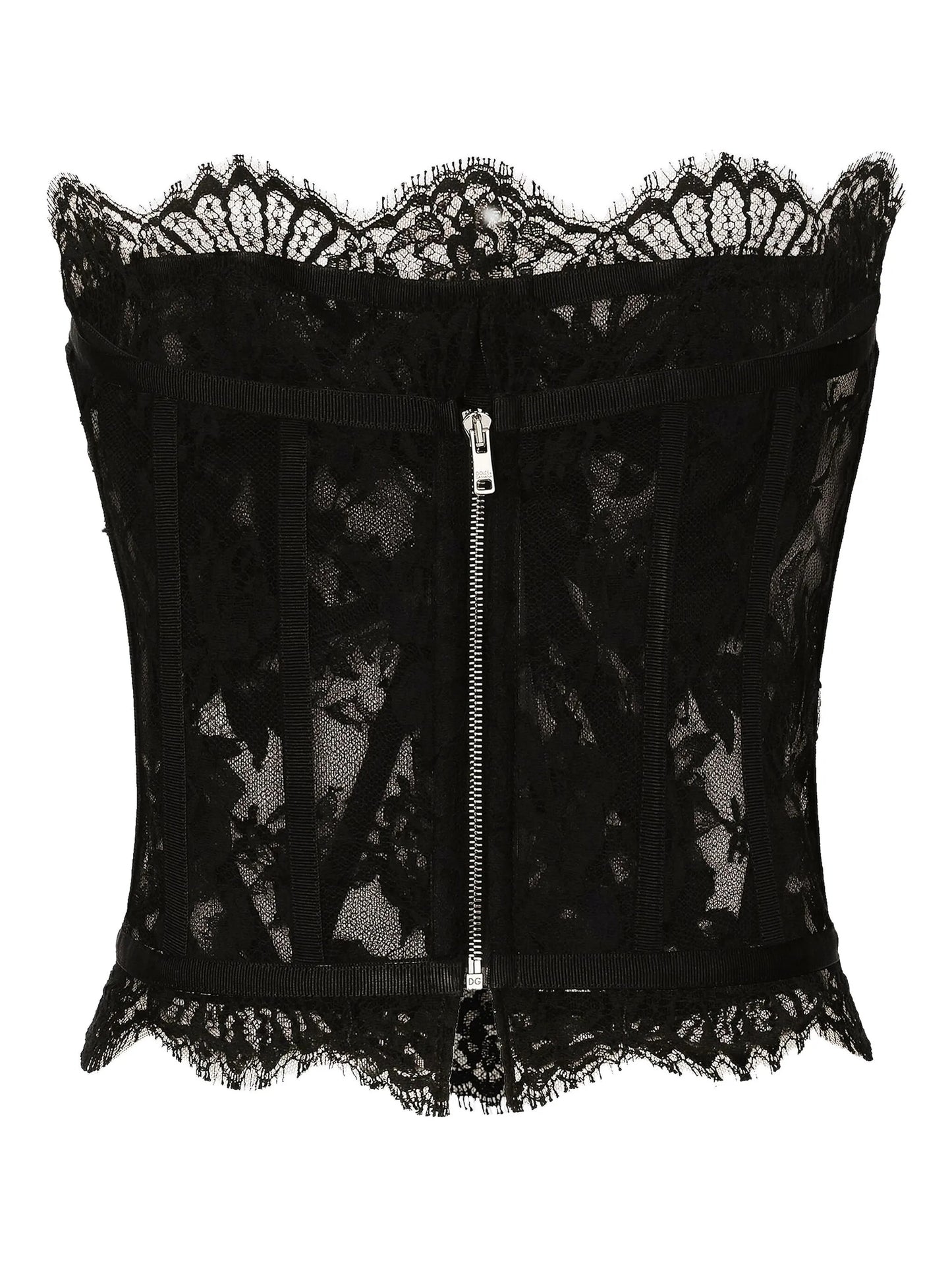 scalloped lace-trim top