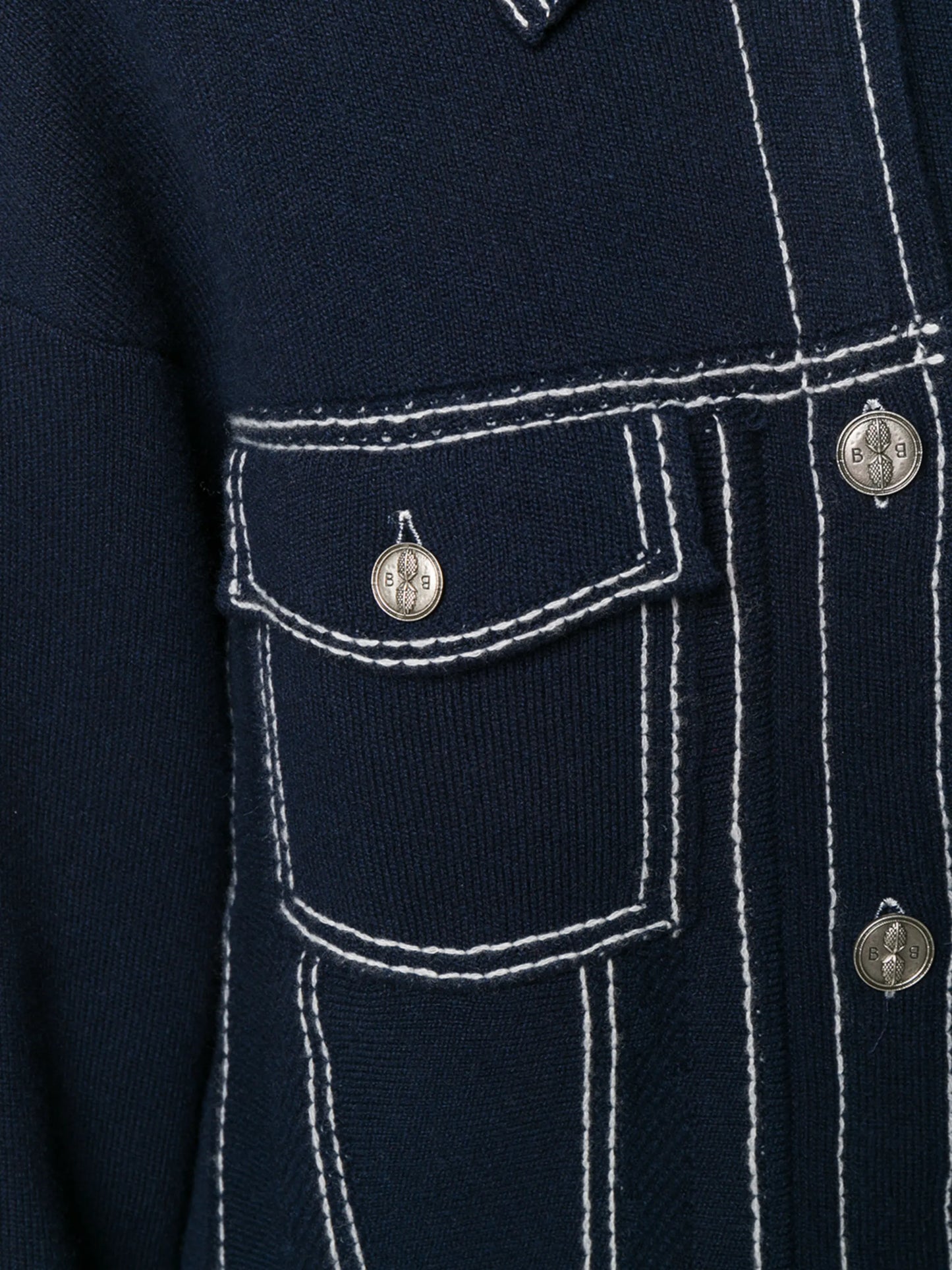 contrast-stitching denim-effect jacket