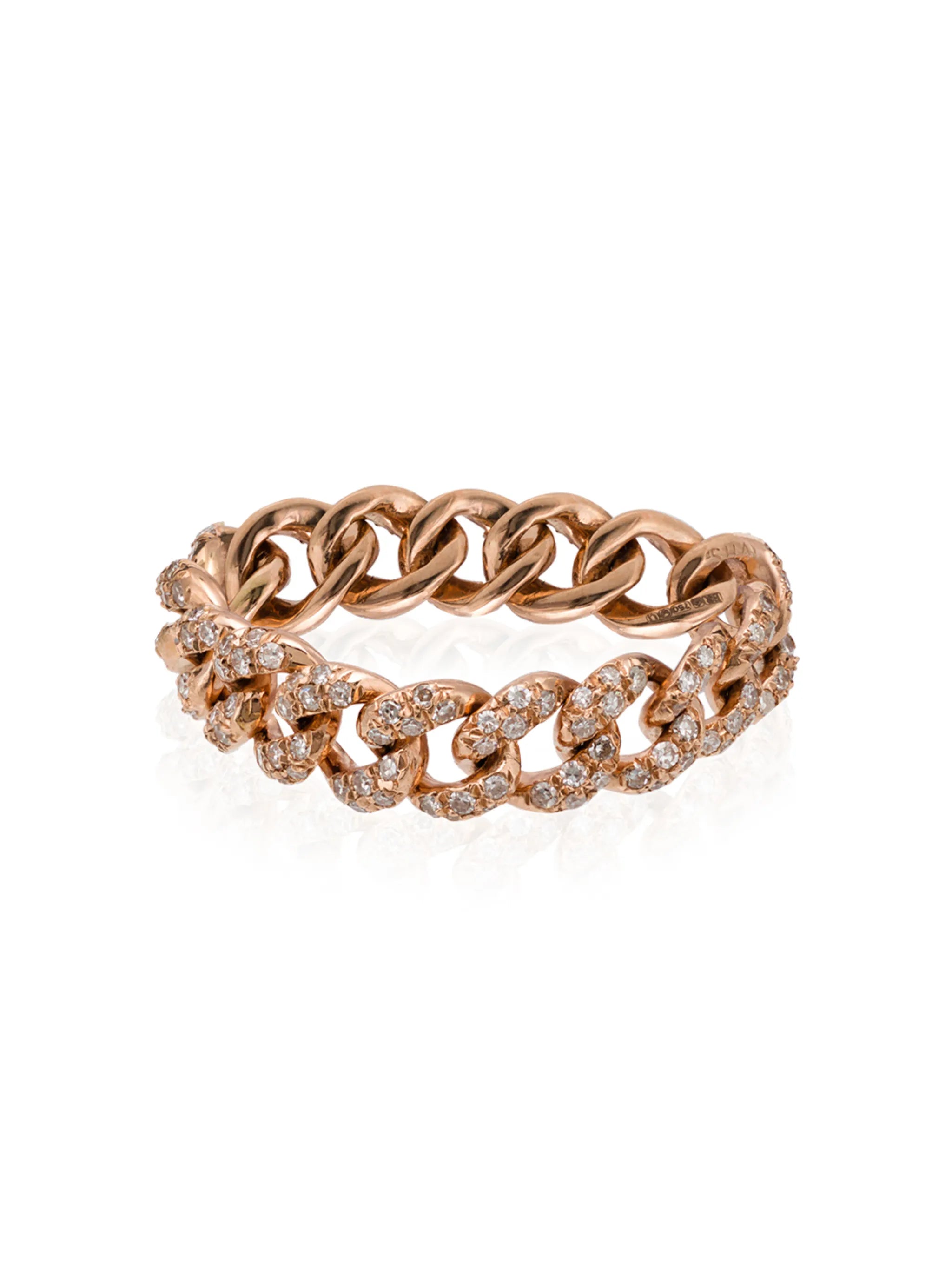 18kt rose gold chain link ring