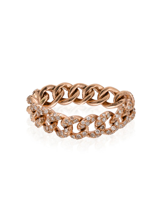 18kt rose gold chain link ring