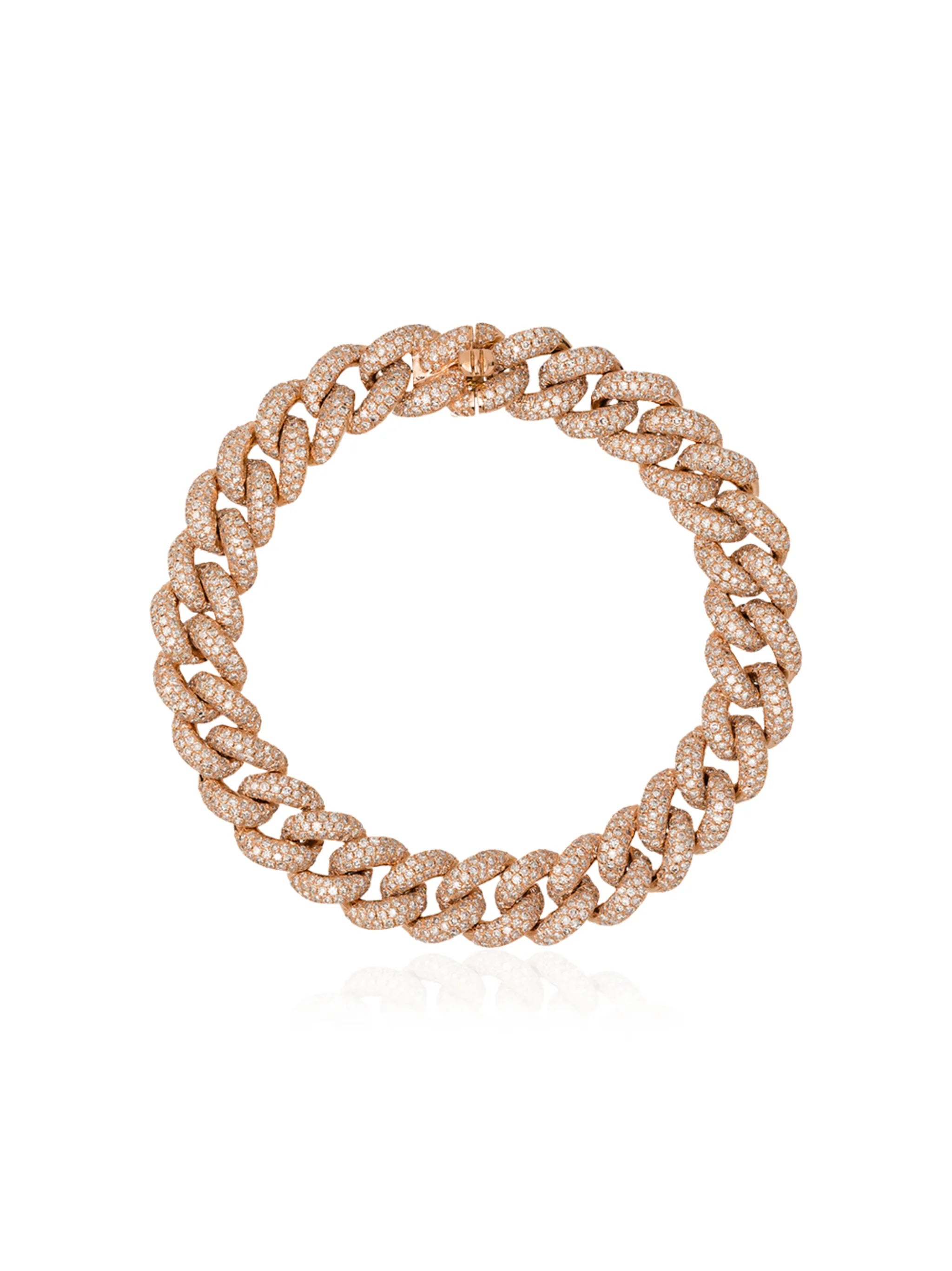 18kt yellow gold diamond chunky chain bracelet