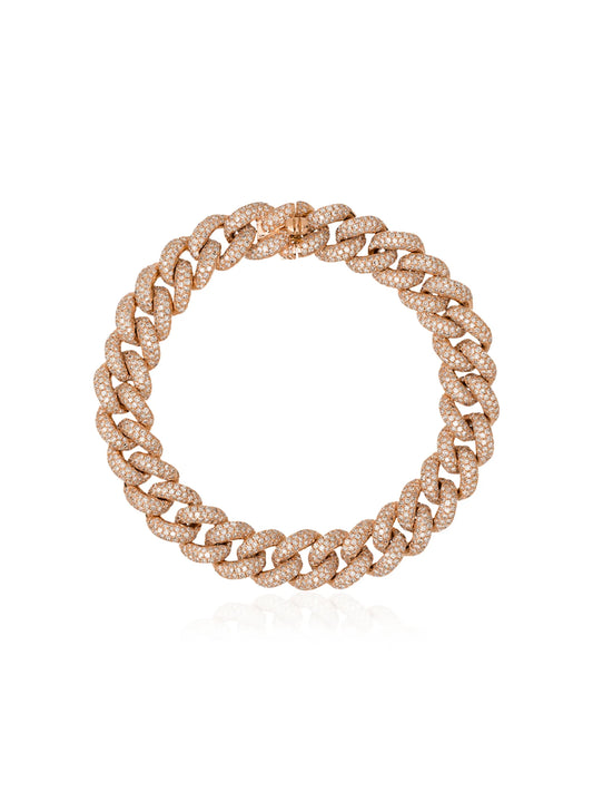 18kt yellow gold diamond chunky chain bracelet