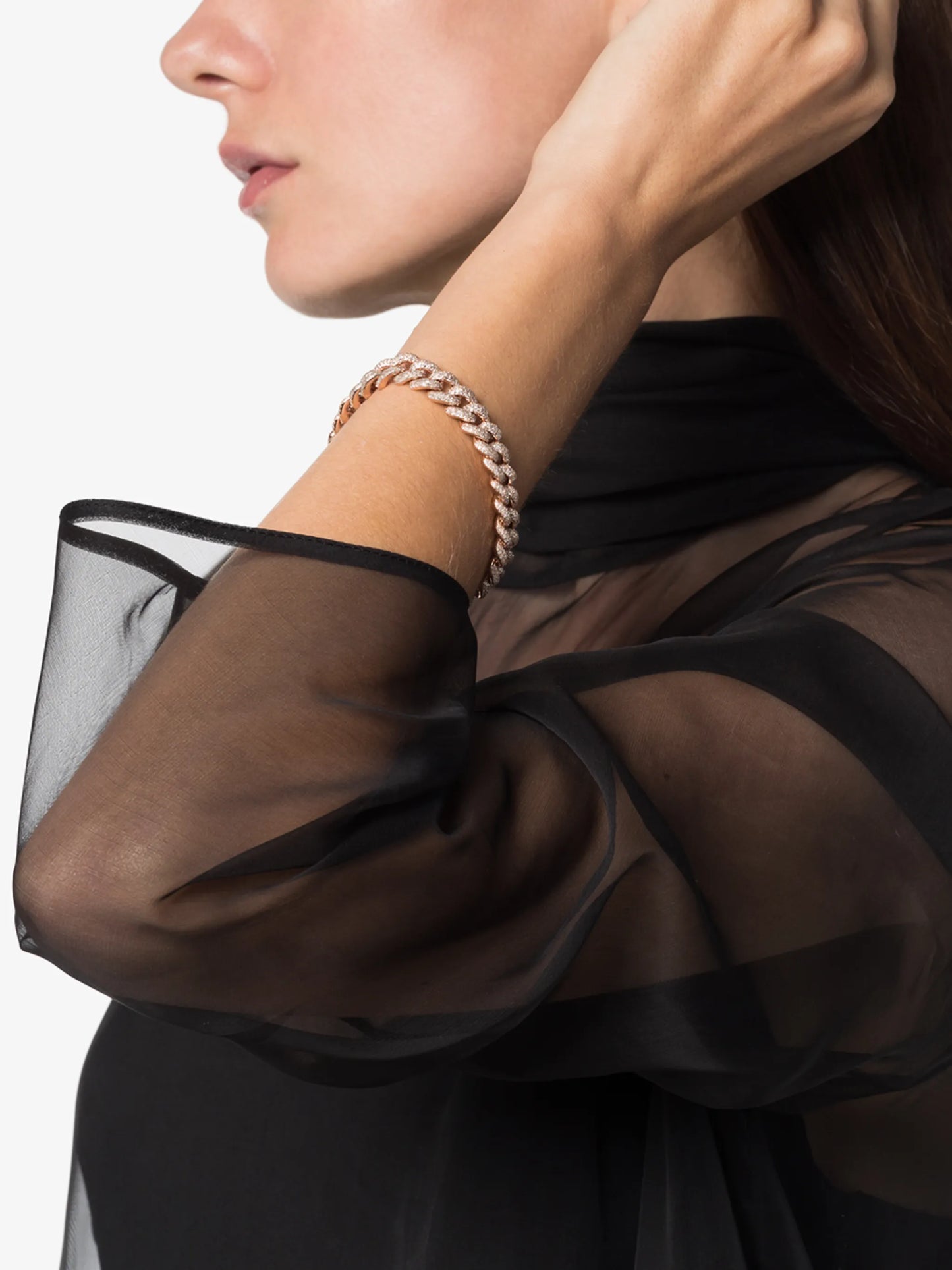 18kt yellow gold diamond chunky chain bracelet