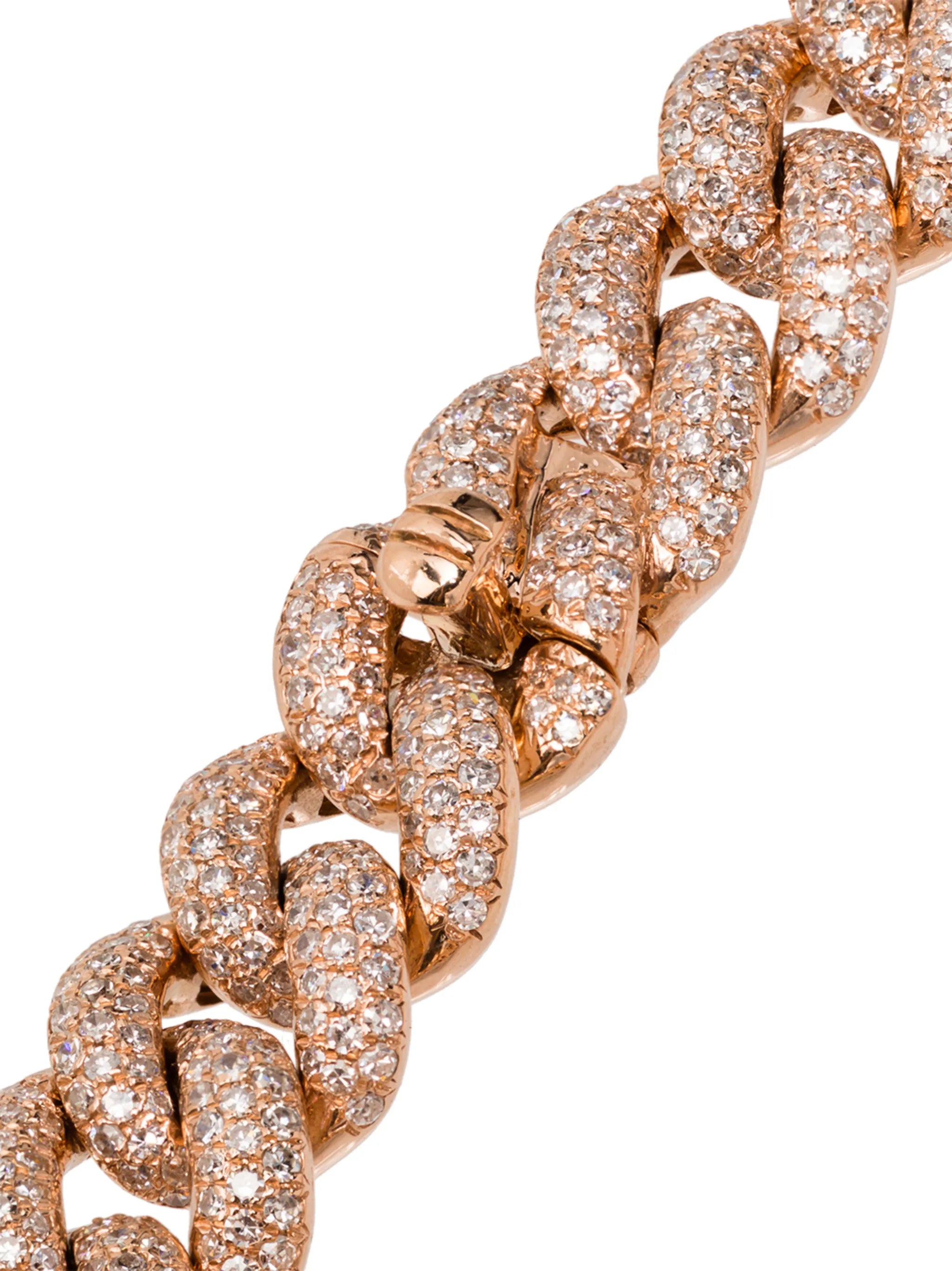 18kt yellow gold diamond chunky chain bracelet