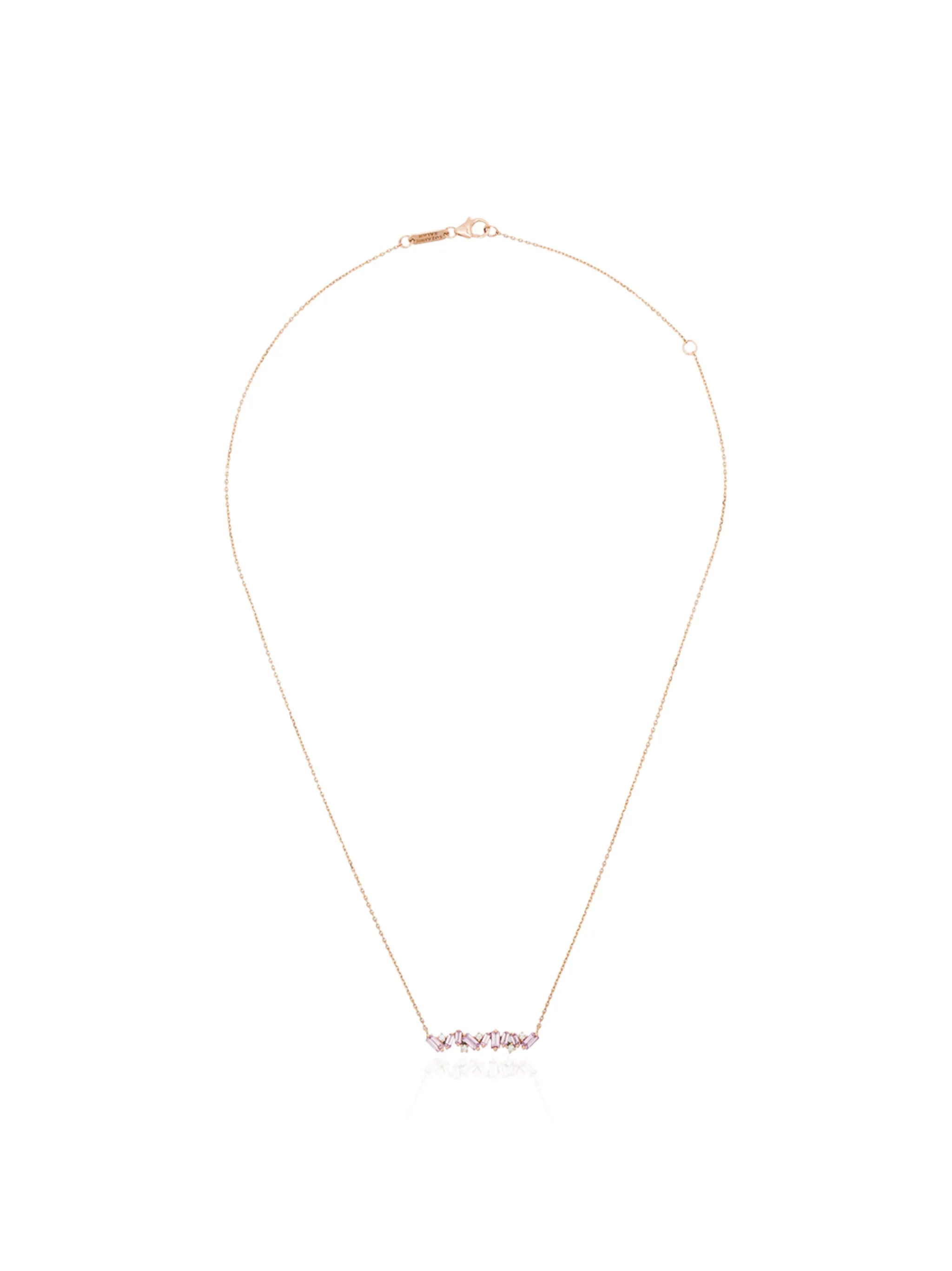 18kt rose gold sapphire bar necklace