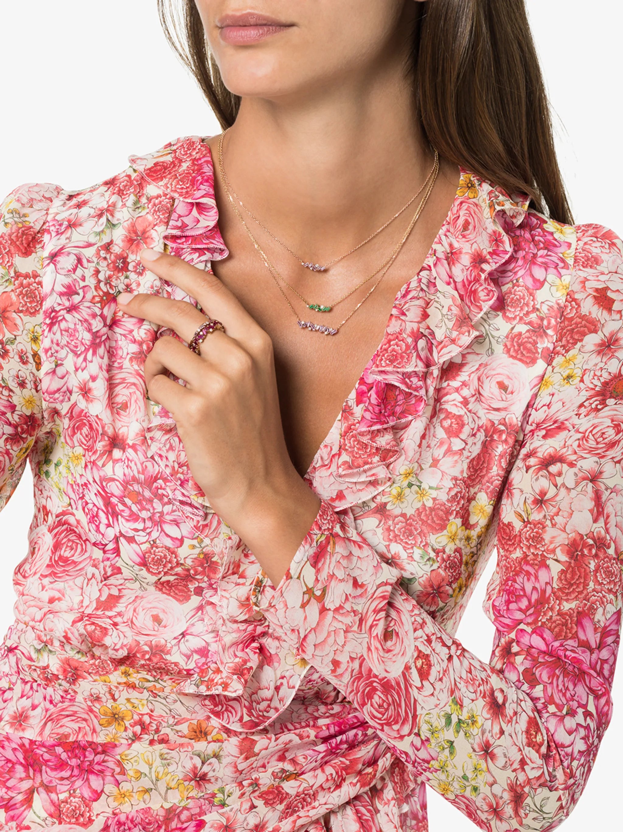 18kt rose gold sapphire bar necklace