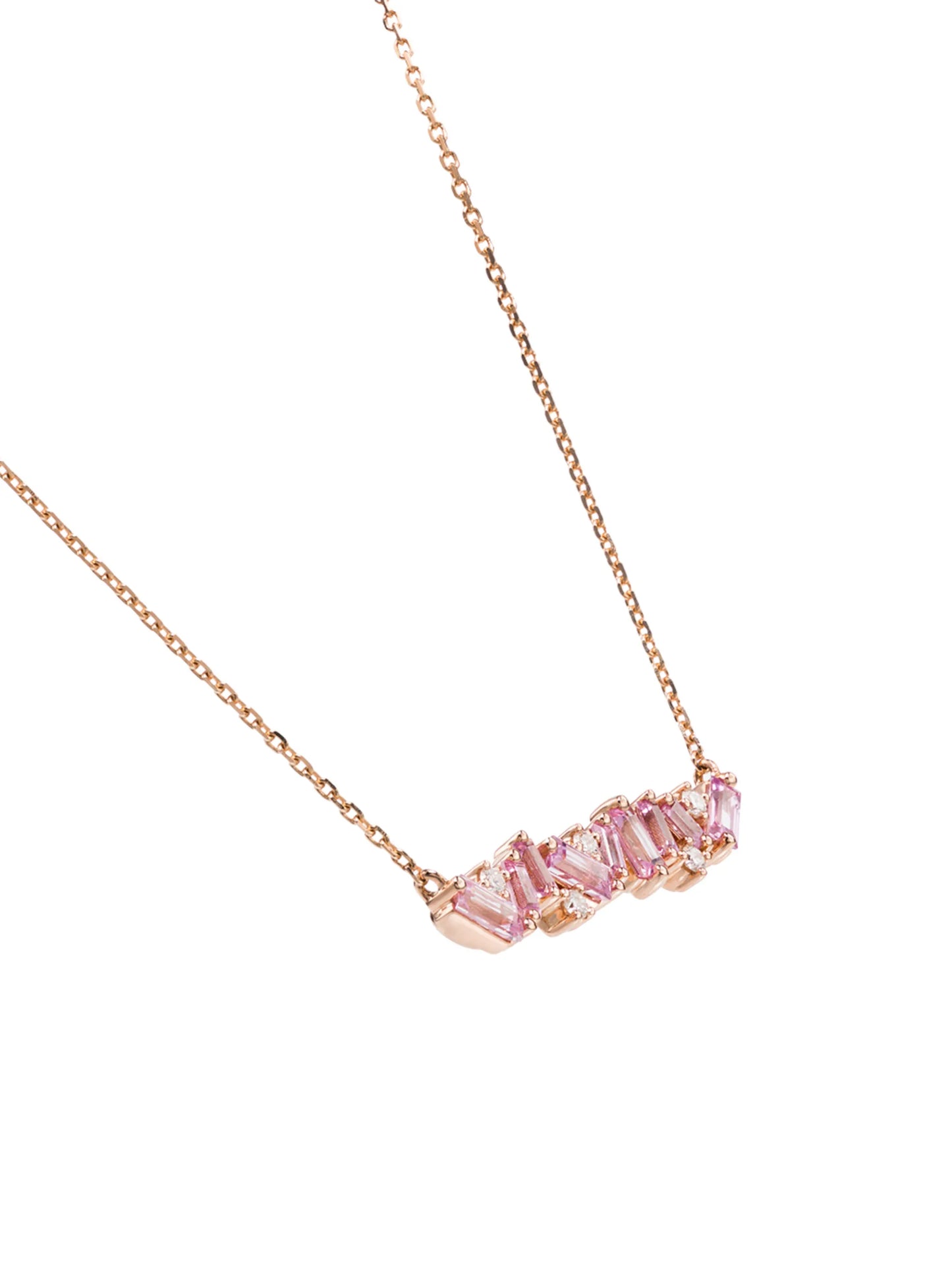 18kt rose gold sapphire bar necklace