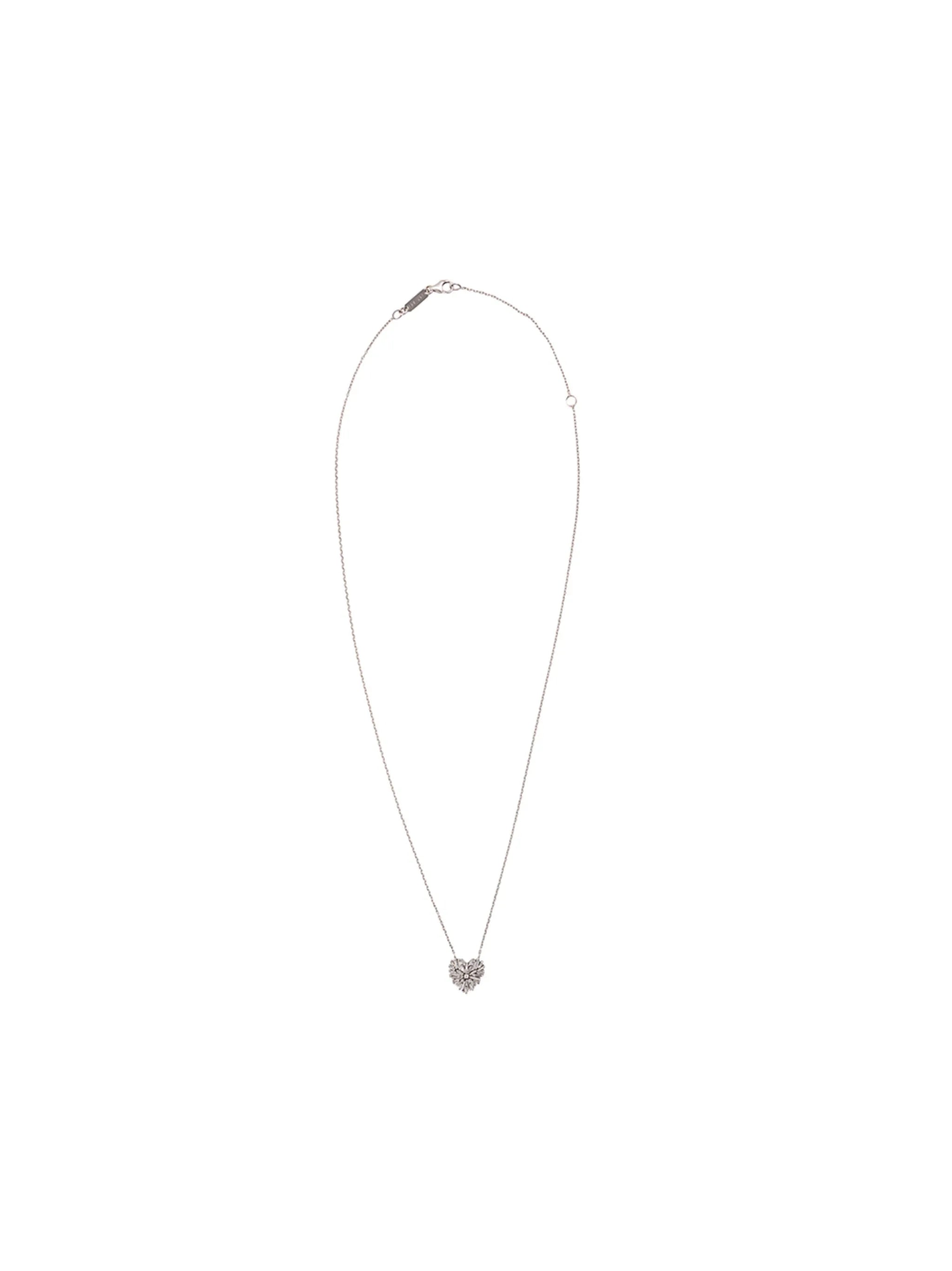 18kt white gold small angel diamond heart necklace