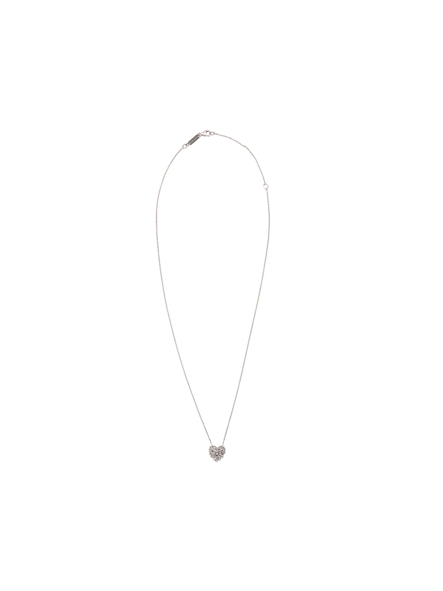 18kt white gold small angel diamond heart necklace
