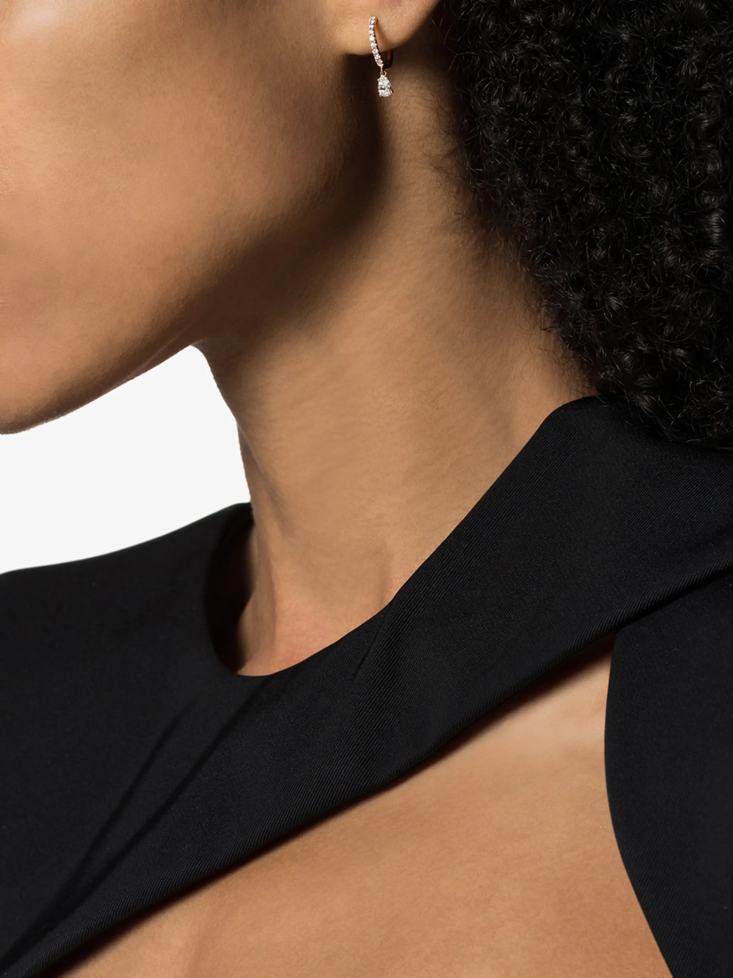 18kt rose gold diamond hoop earring