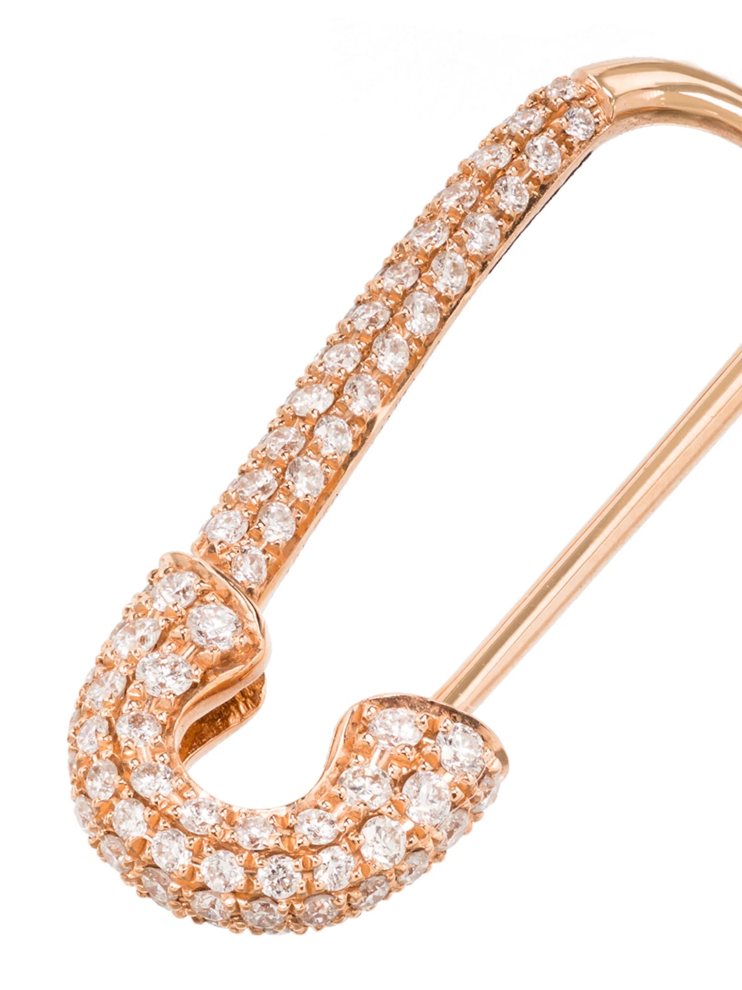 18kt rose gold safety pin diamond earring