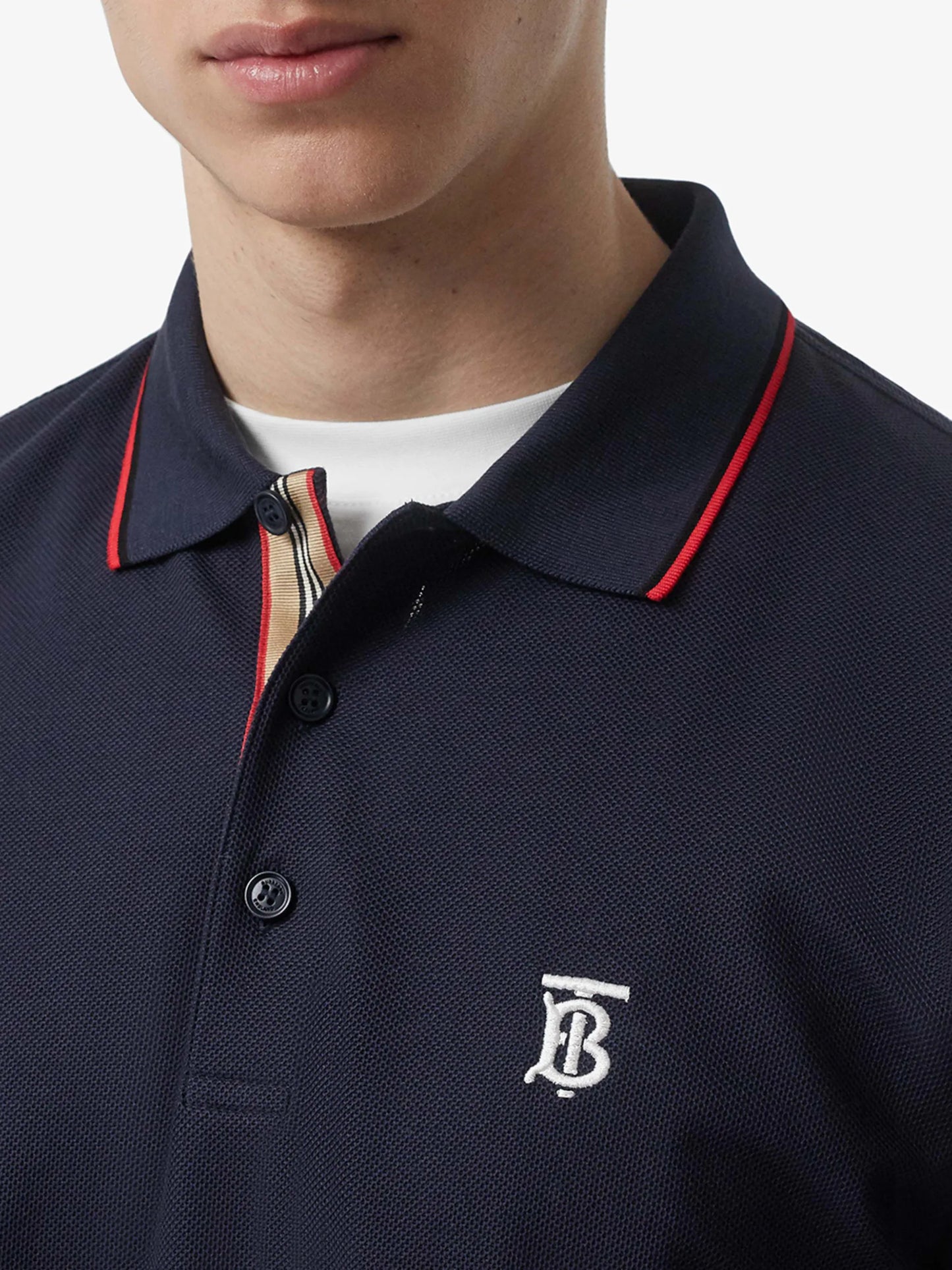 Icon Stripe Placket Cotton Piqué Polo Shirt