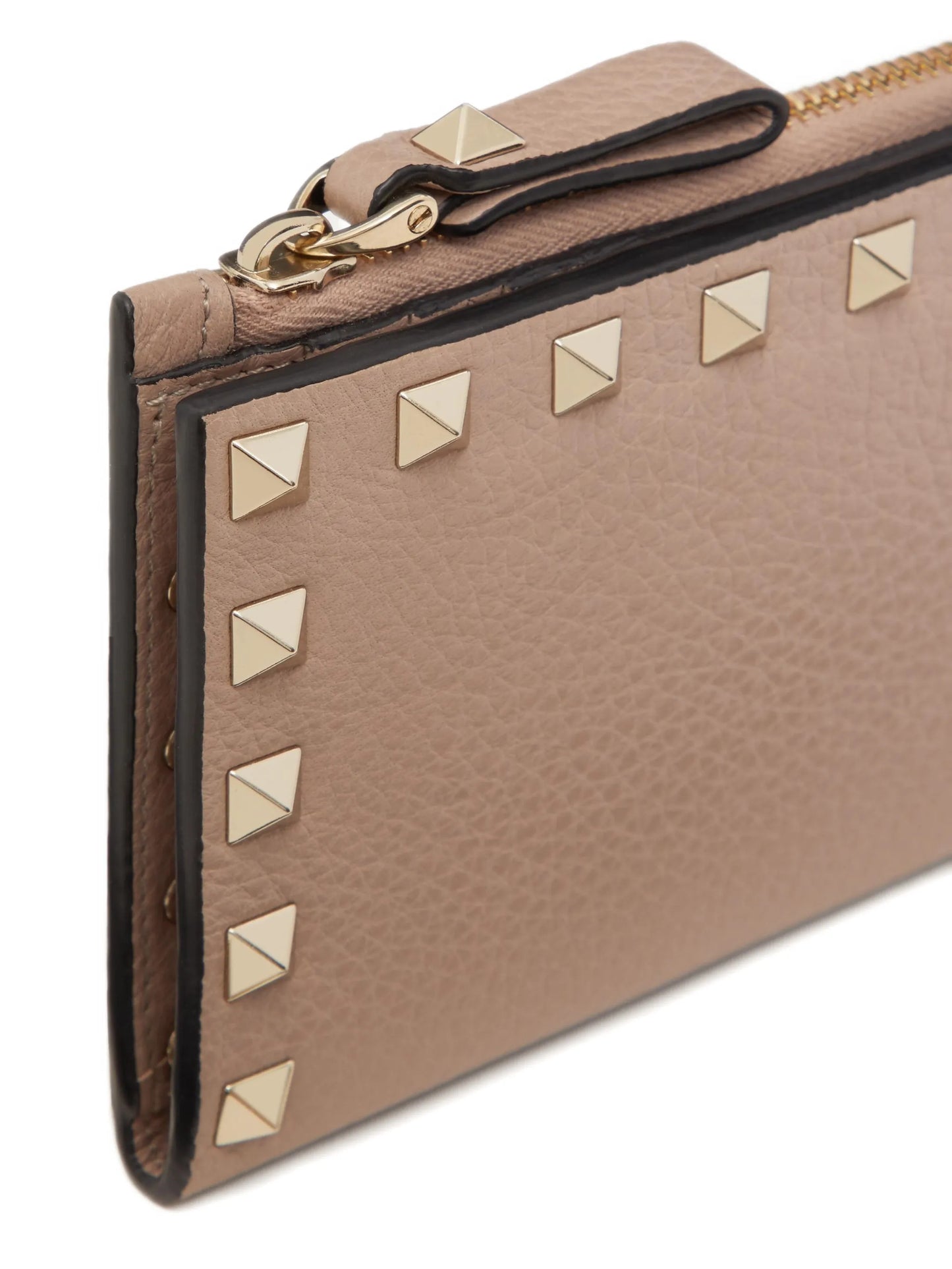 Rockstud zipped leather card holder