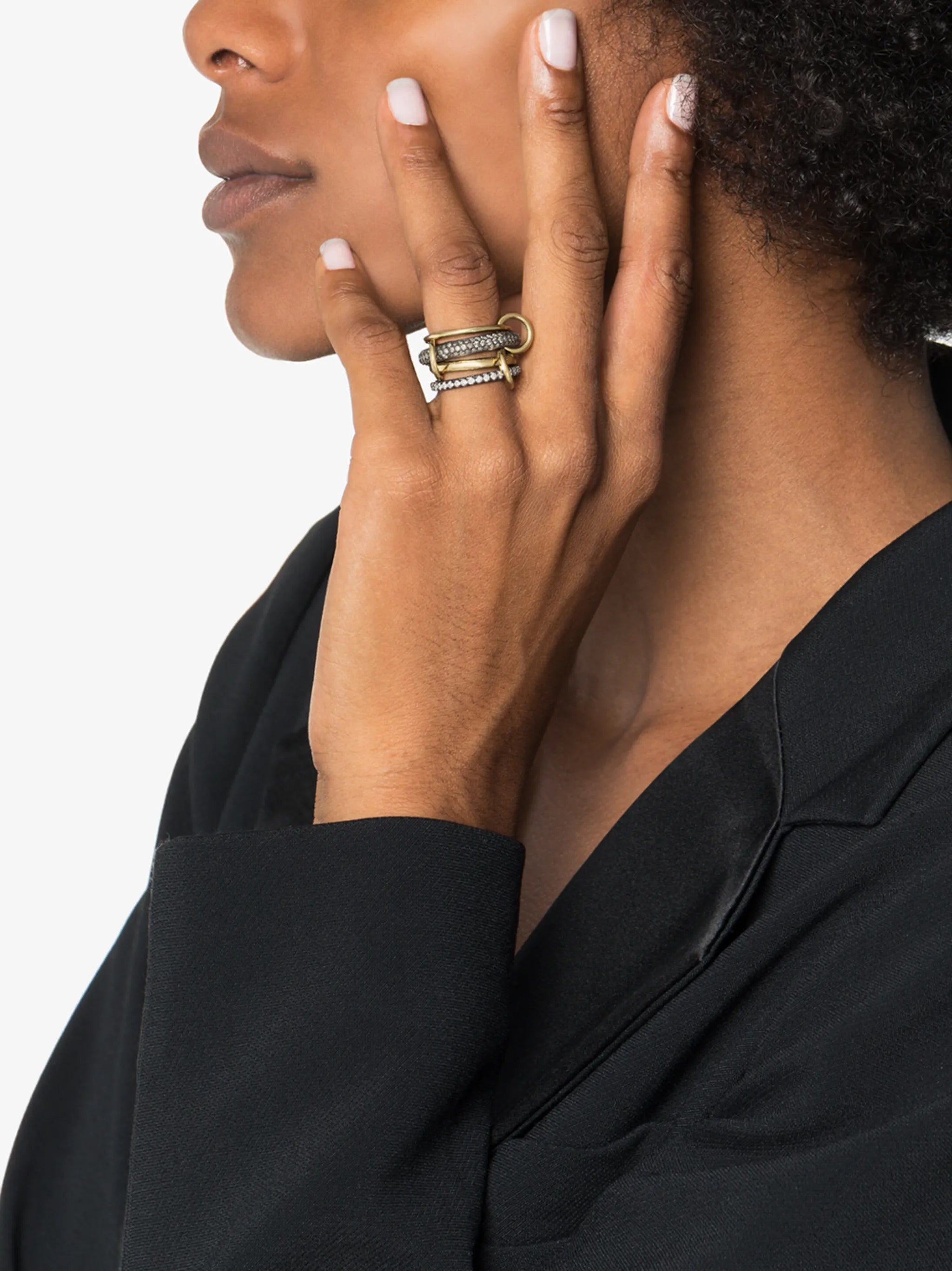 18kt yellow gold Vega four-link stacked ring