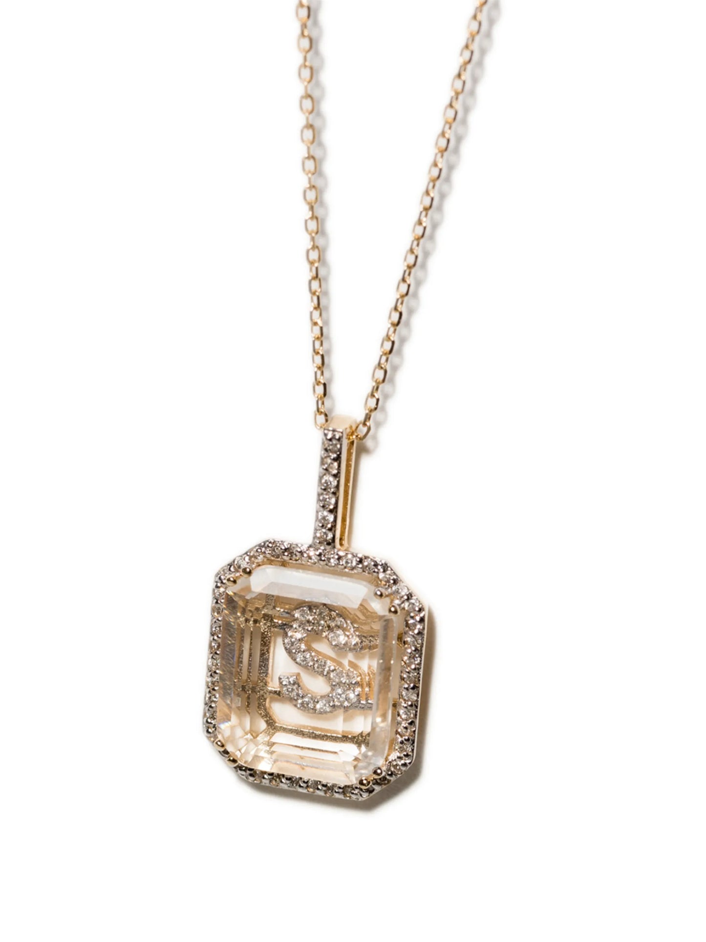 14kt gold S initial necklace