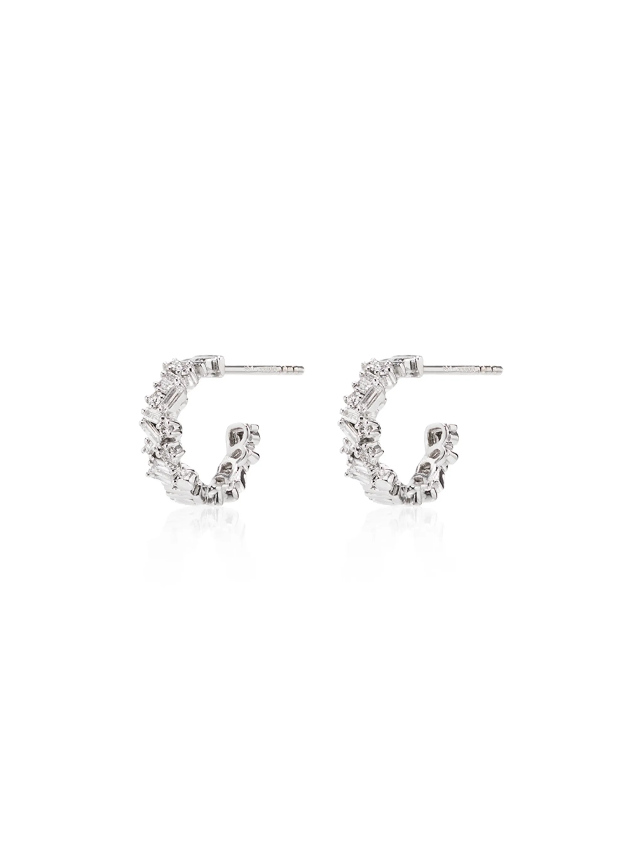18kt white gold Classic Icon mini diamond hoop earrings