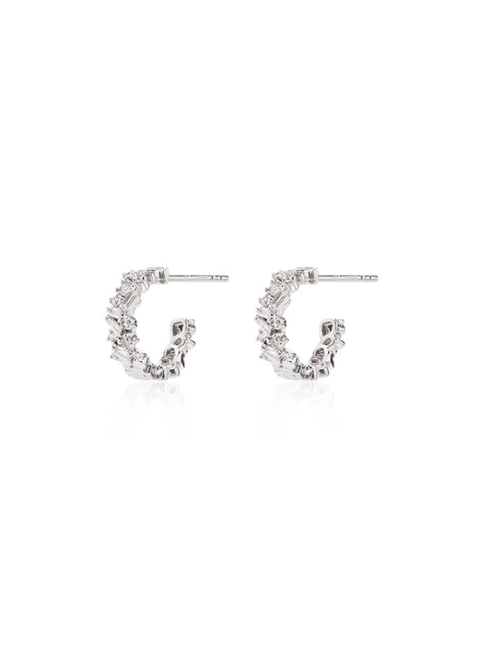 18kt white gold Classic Icon mini diamond hoop earrings