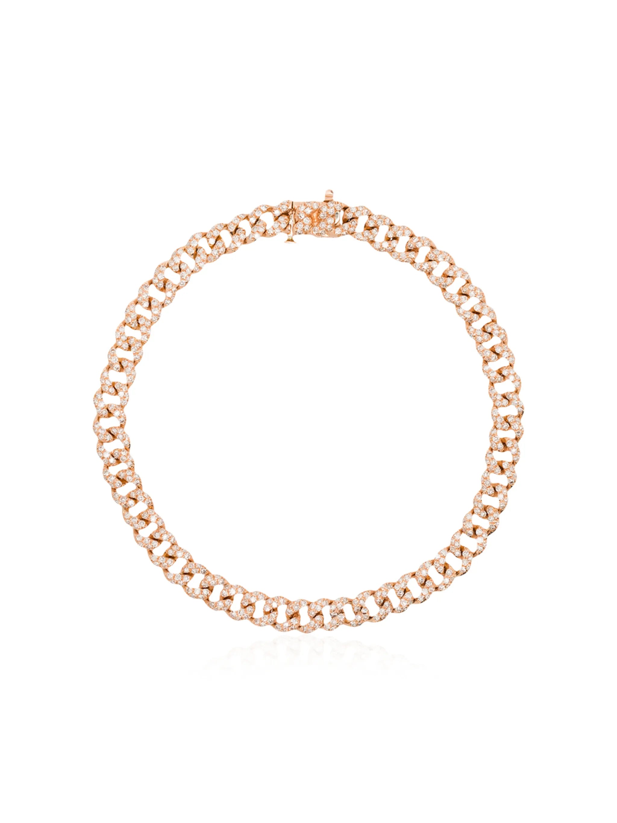18kt rose gold and diamond mini 7 inch link bracelet