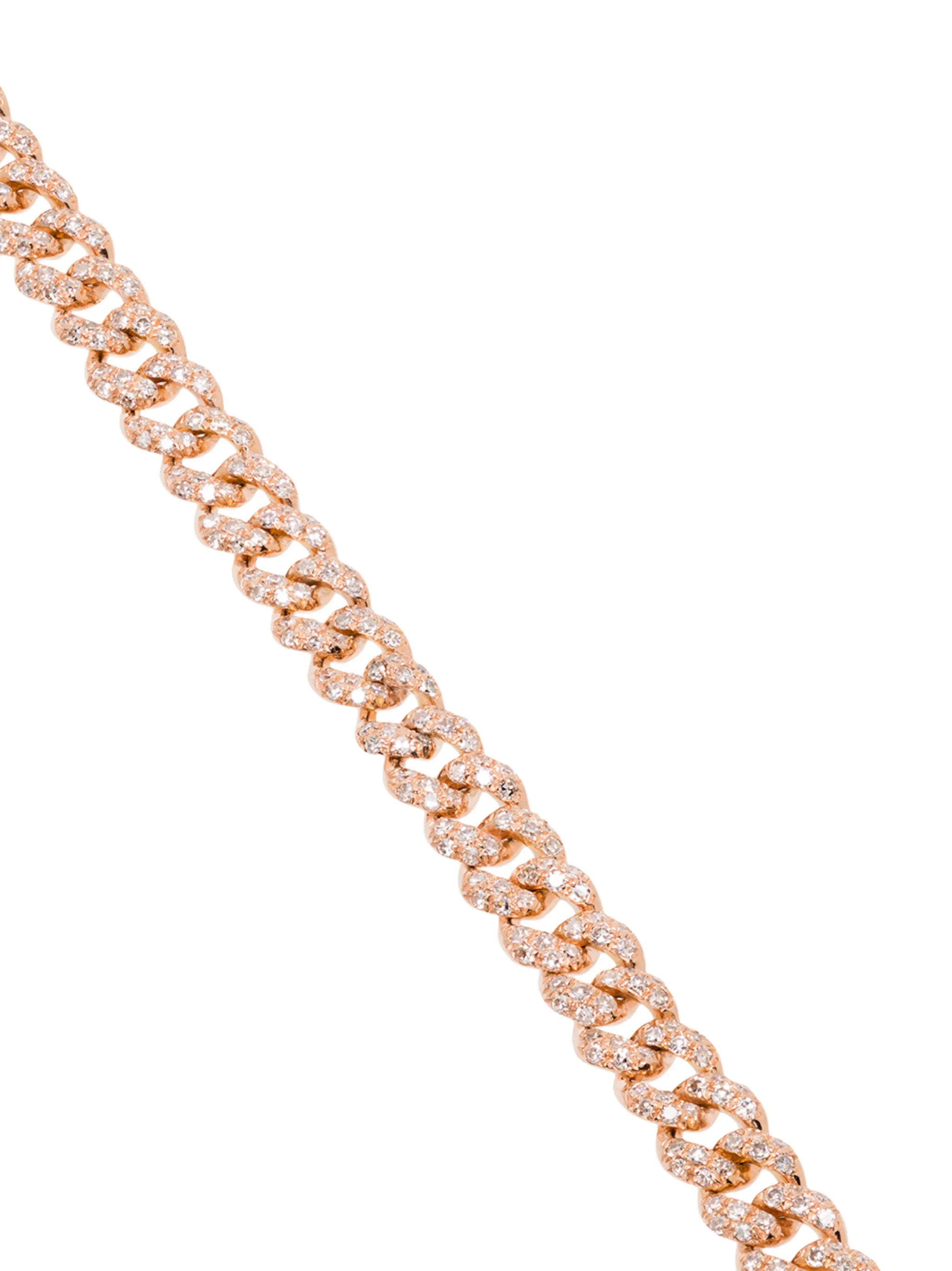 18kt rose gold and diamond mini 7 inch link bracelet