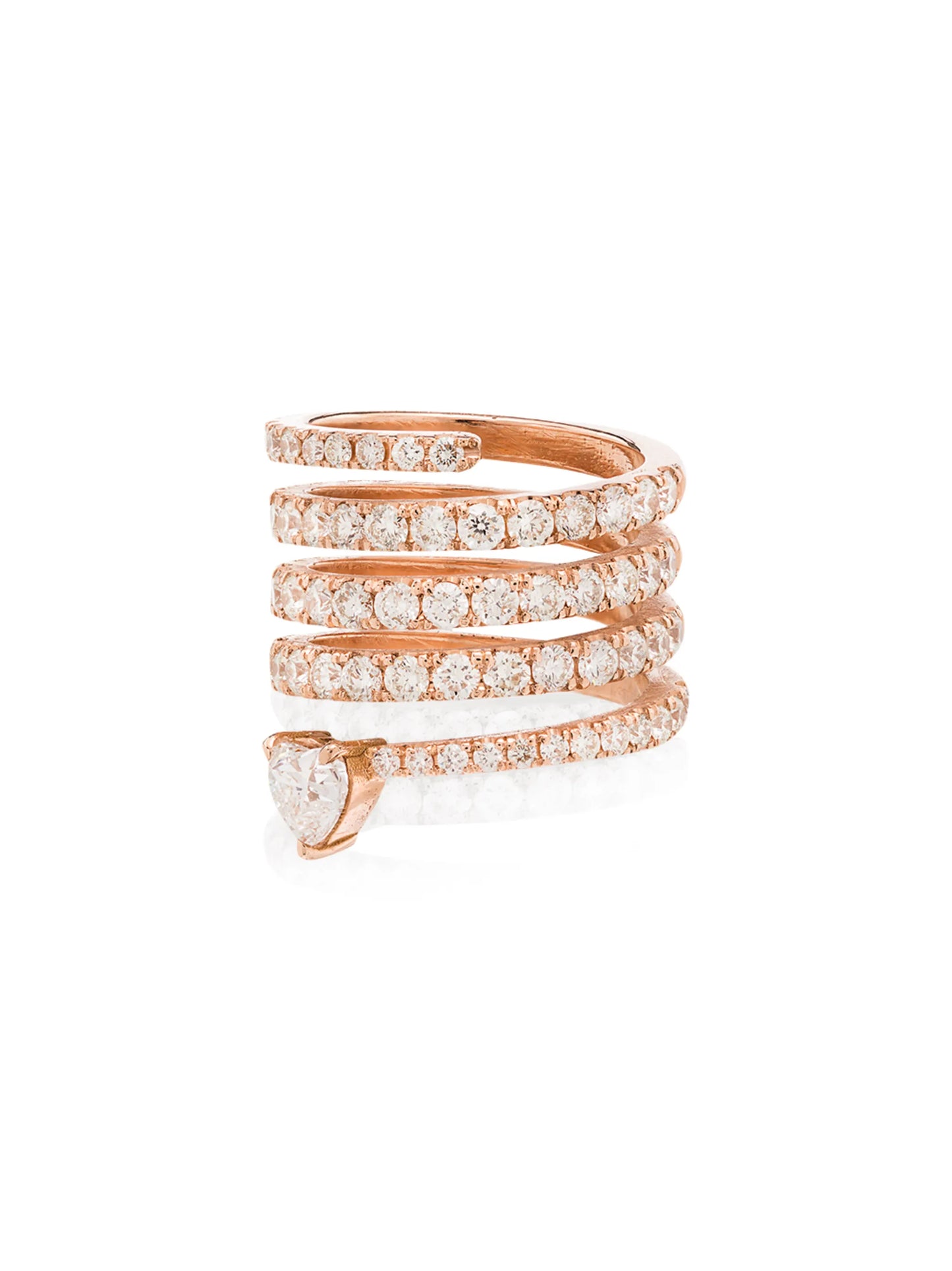 18kt rose gold spiral heart diamond ring