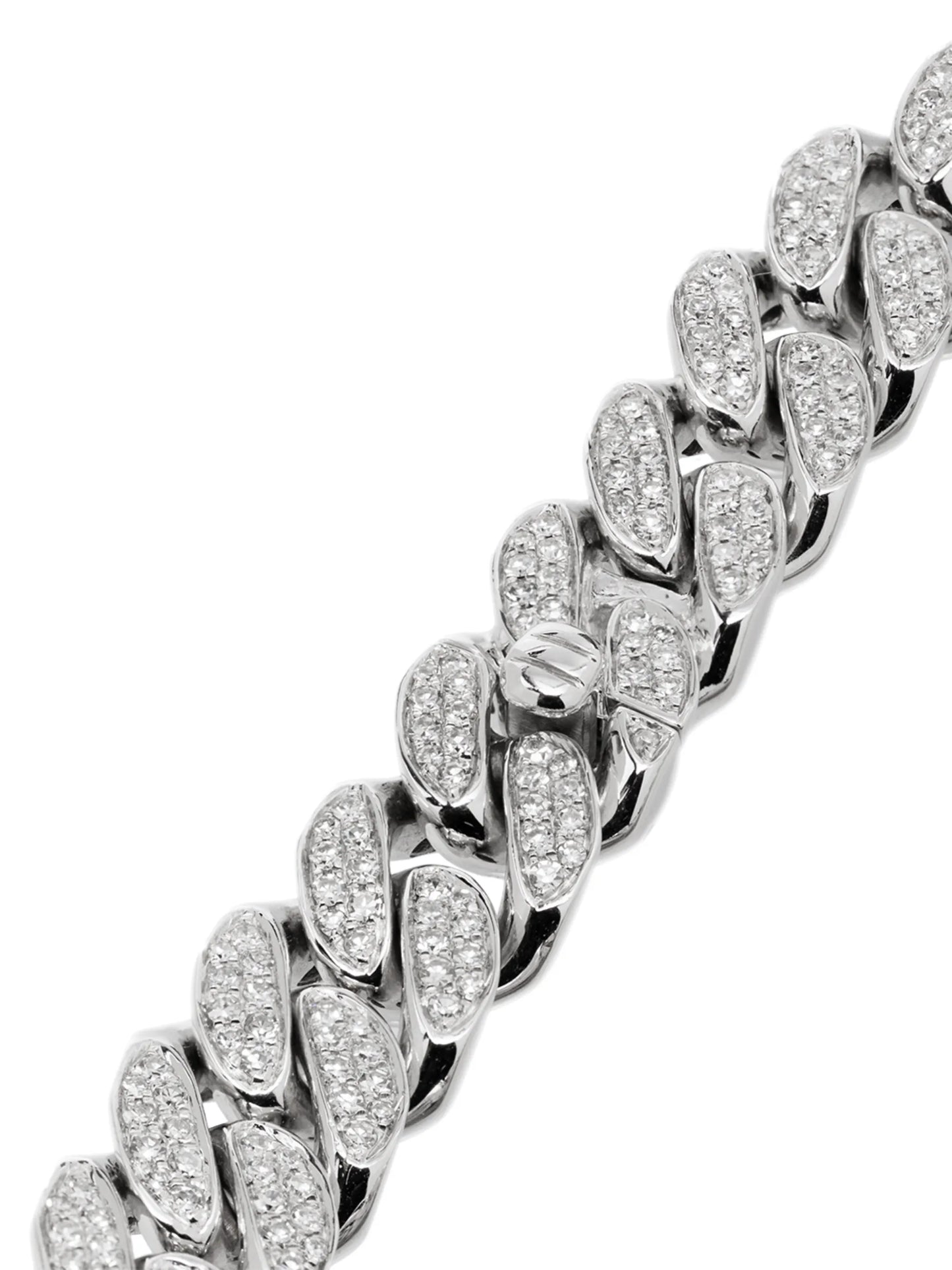 18kt white gold mini pavé diamond link necklace