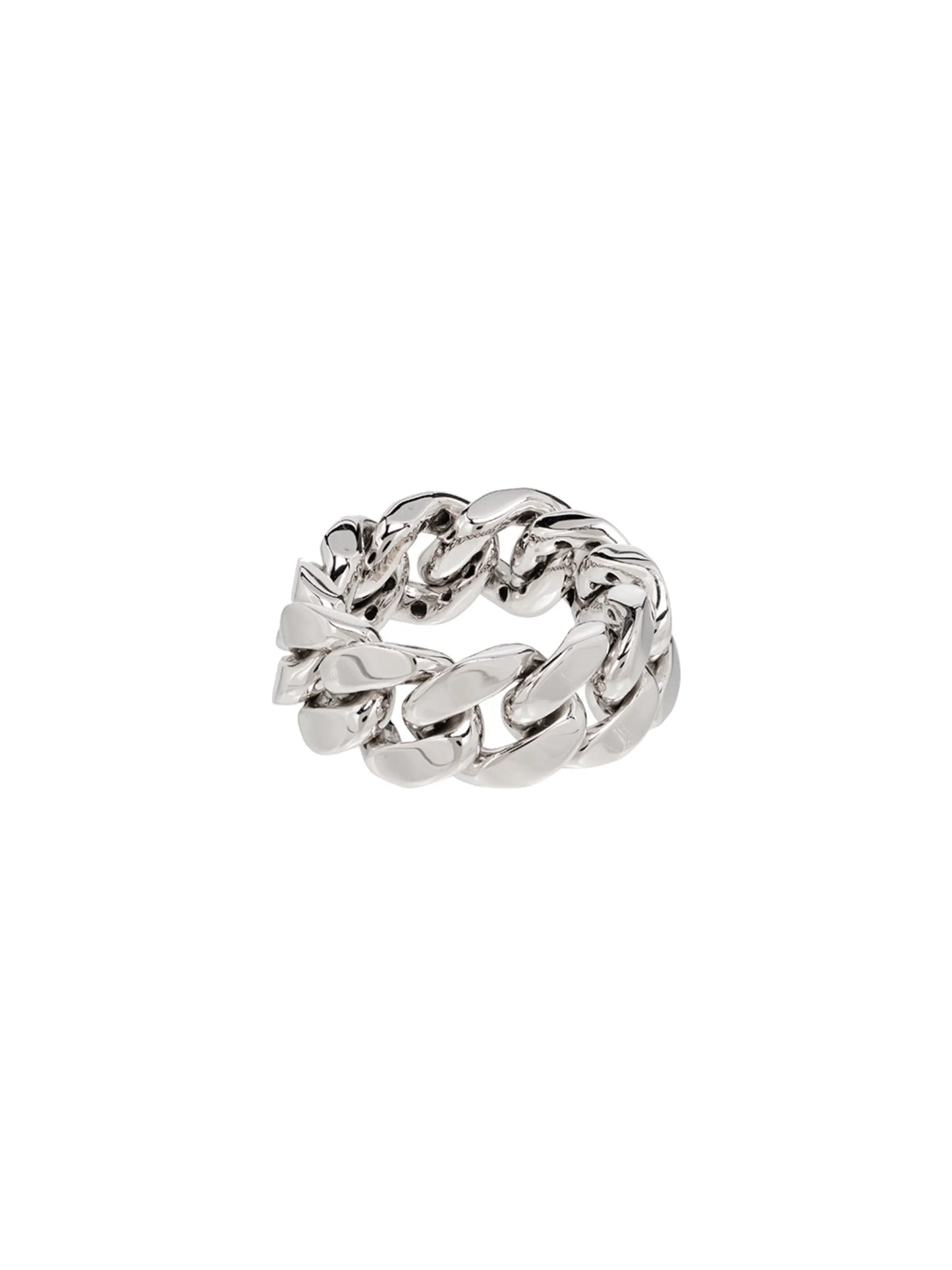 18K white gold pavé diamond link ring