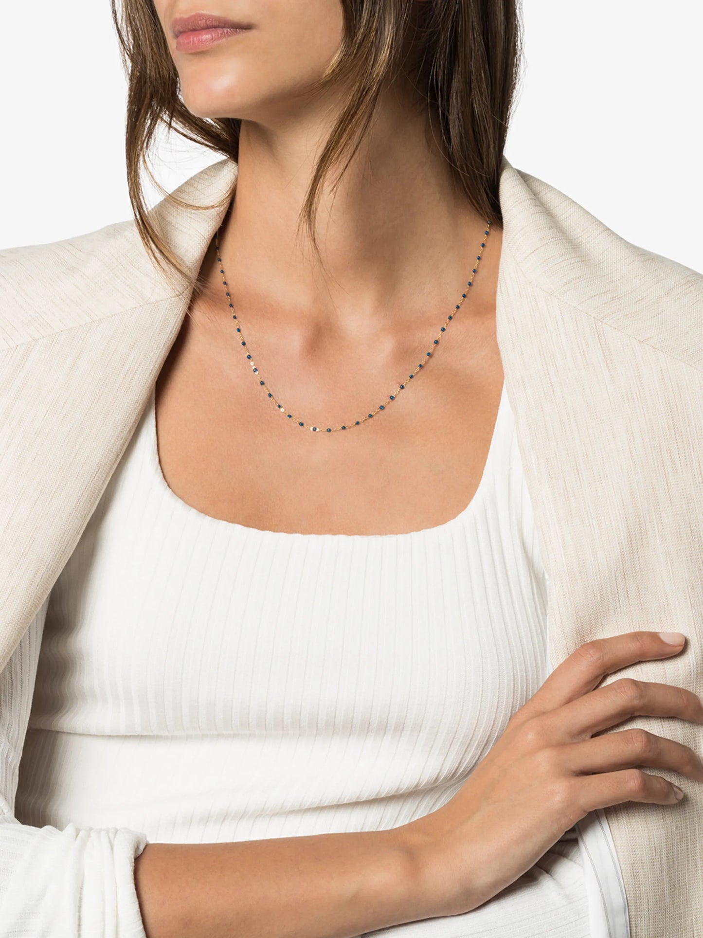 18kt yellow gold blue diamond necklace