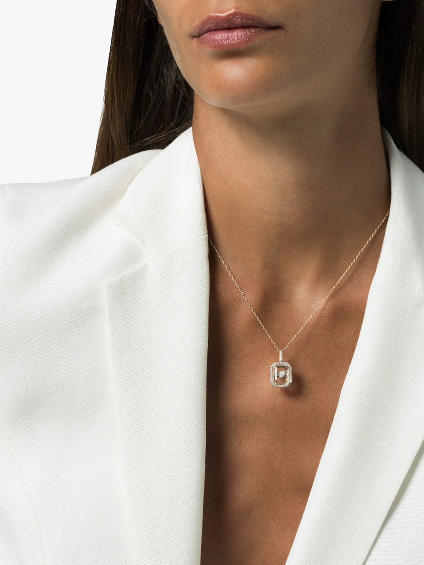 14kt gold crystal-embellished heart necklace