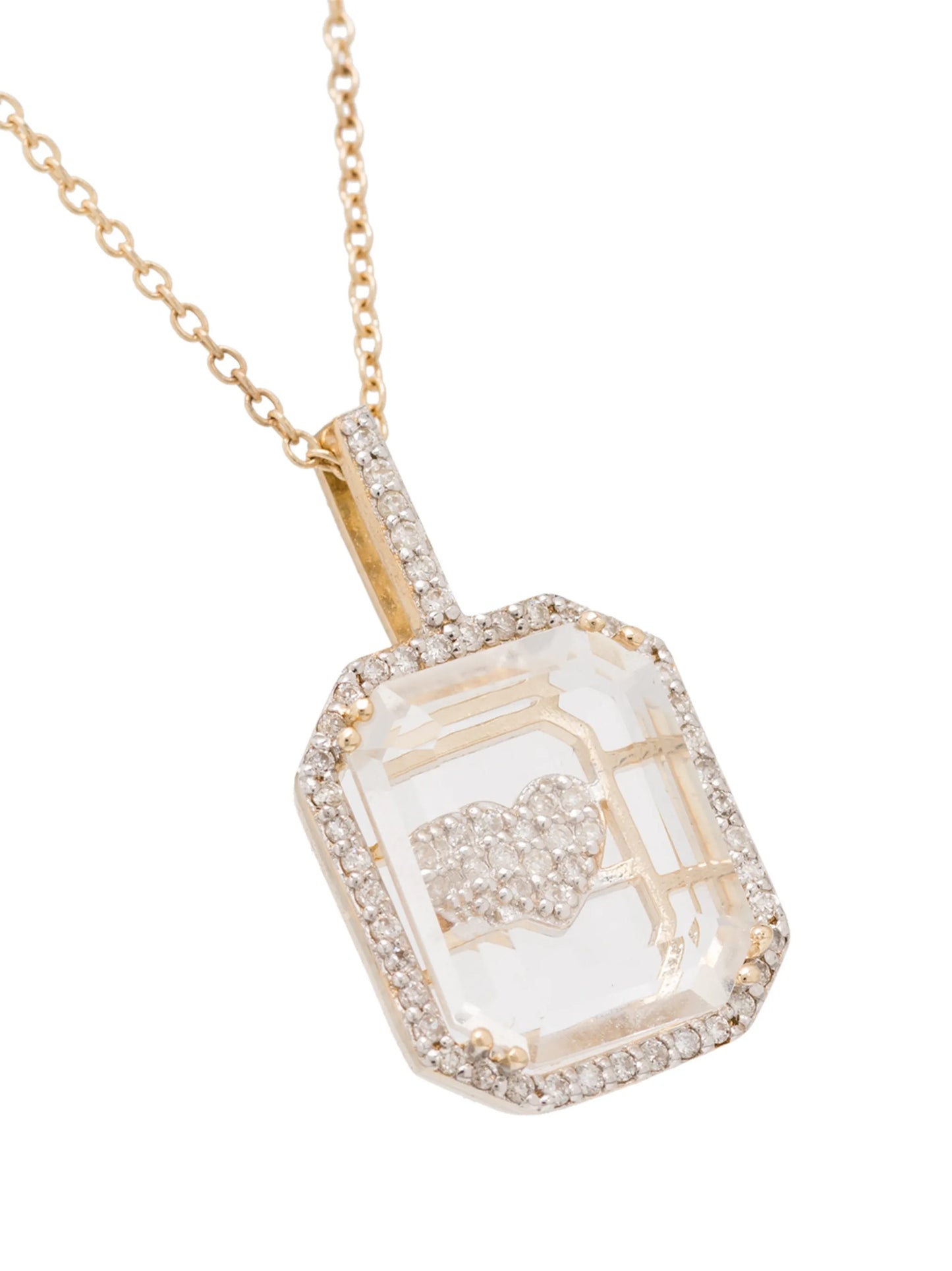 14kt gold crystal-embellished heart necklace