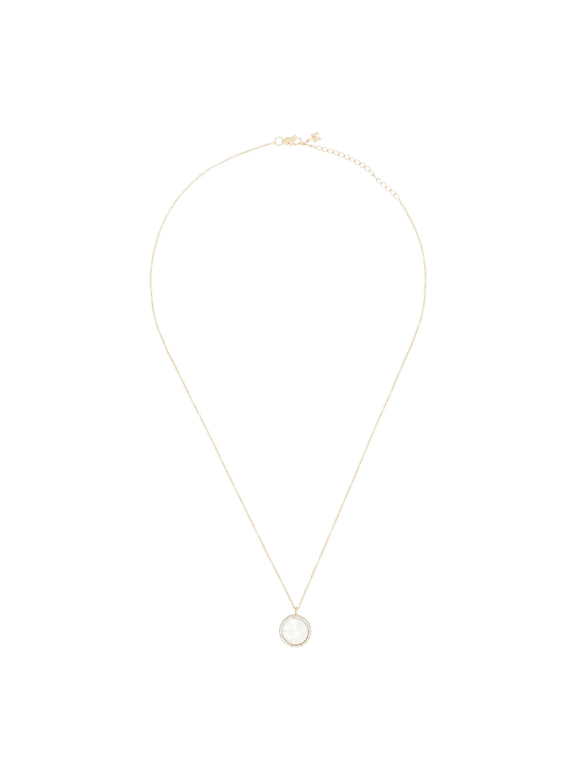 14kt yellow gold C pearl and diamond necklace