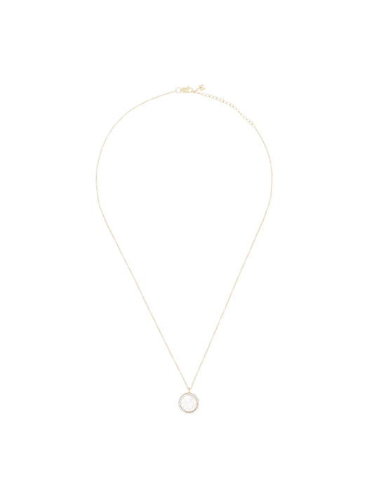 14kt yellow gold C pearl and diamond necklace