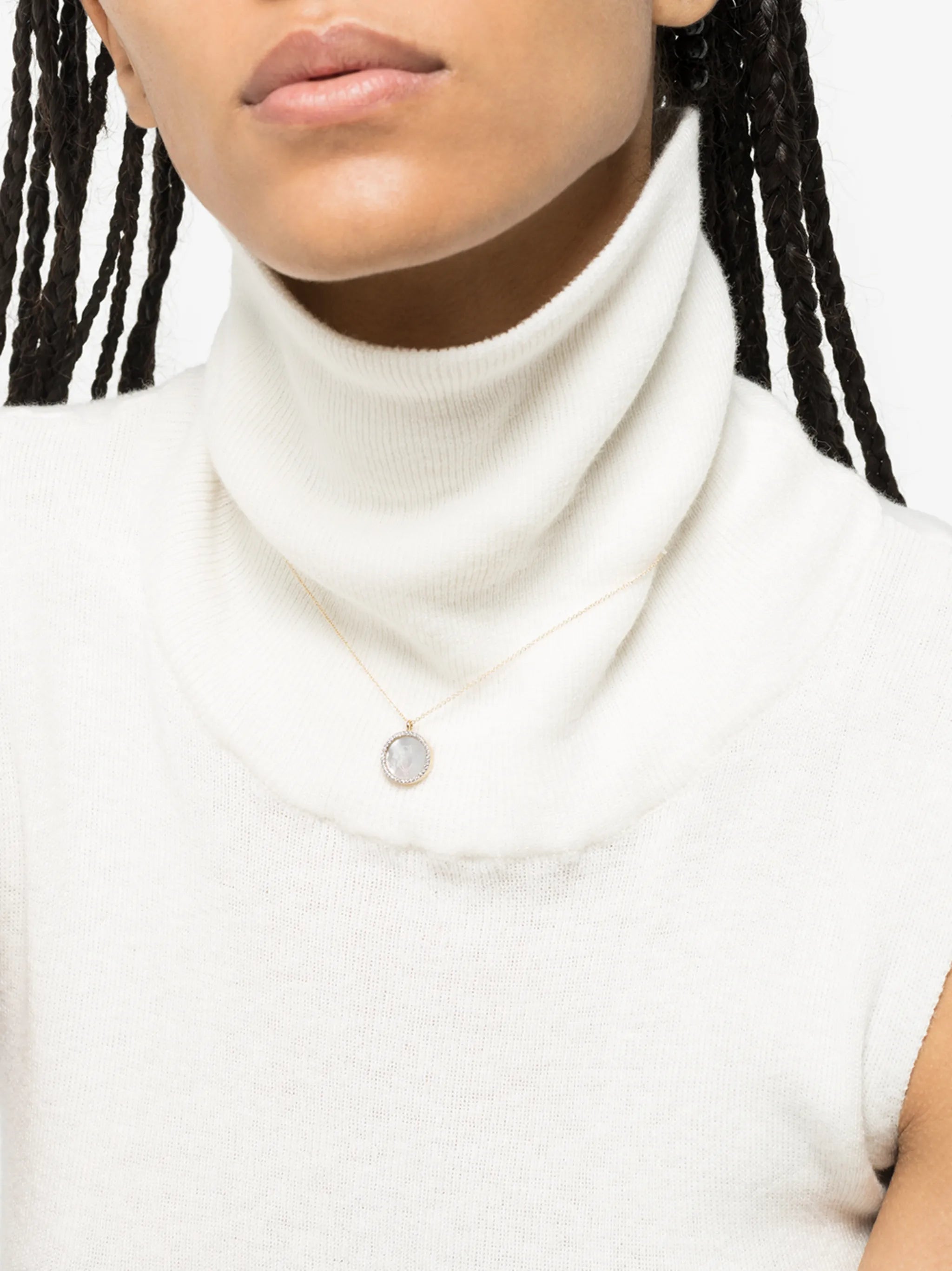 14kt yellow gold C pearl and diamond necklace