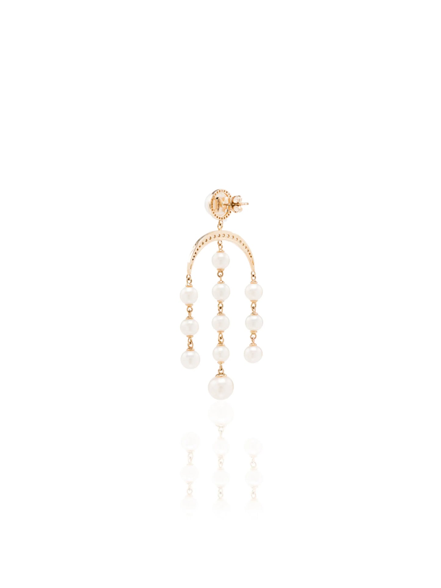 14Kt gold pearl and diamond earrings