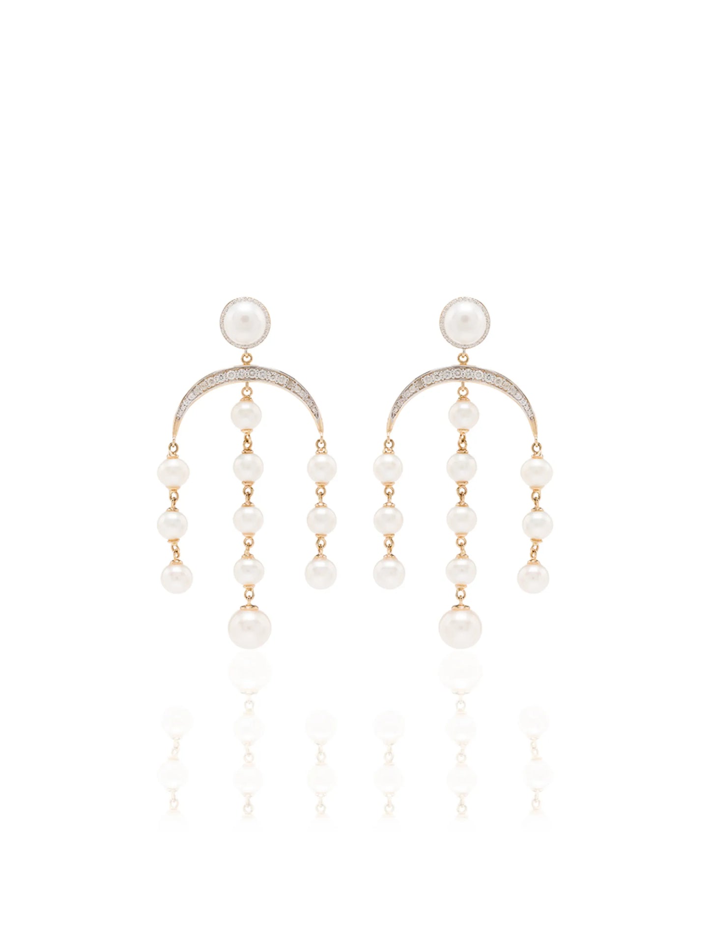 14Kt gold pearl and diamond earrings