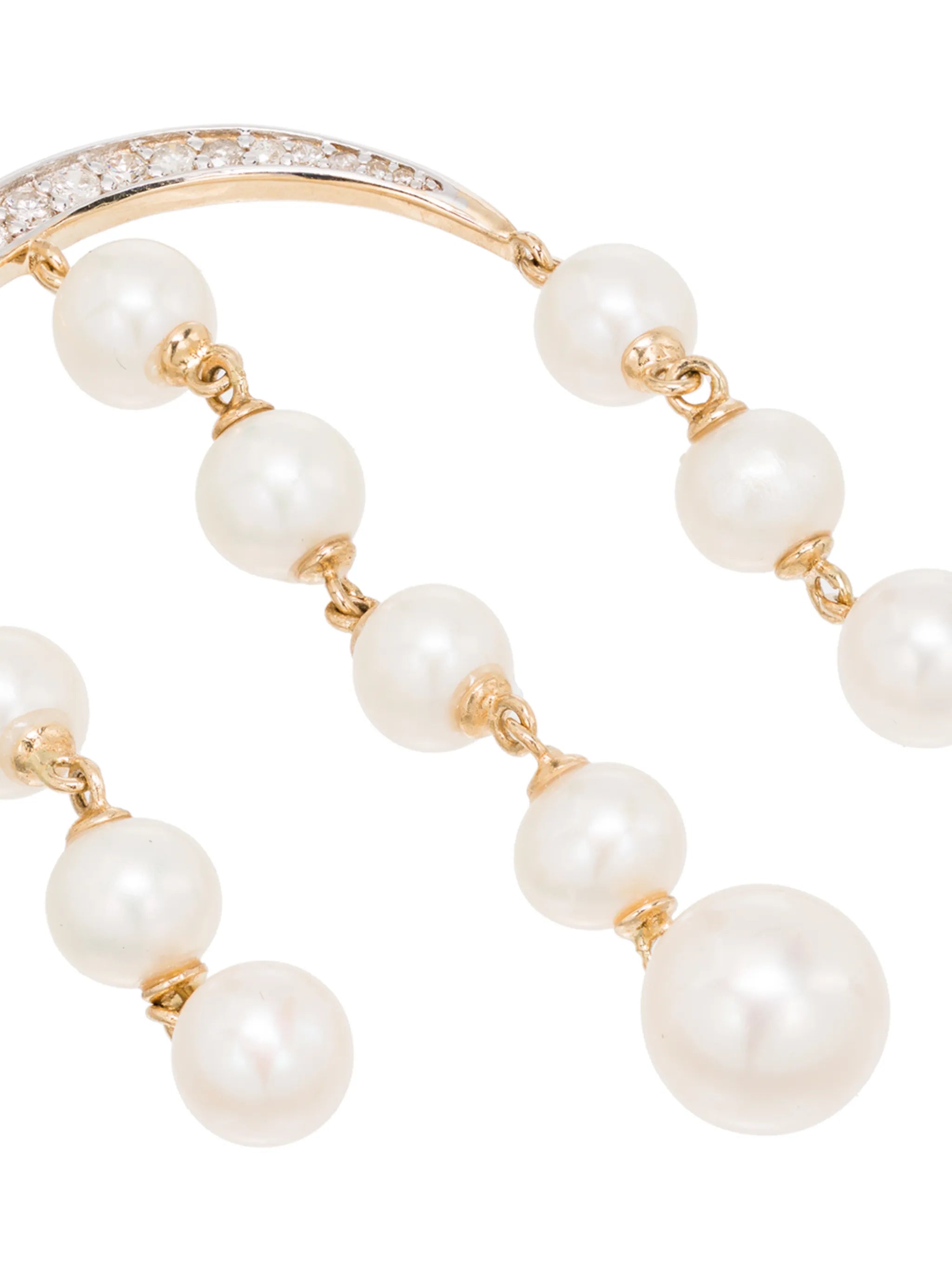 14Kt gold pearl and diamond earrings